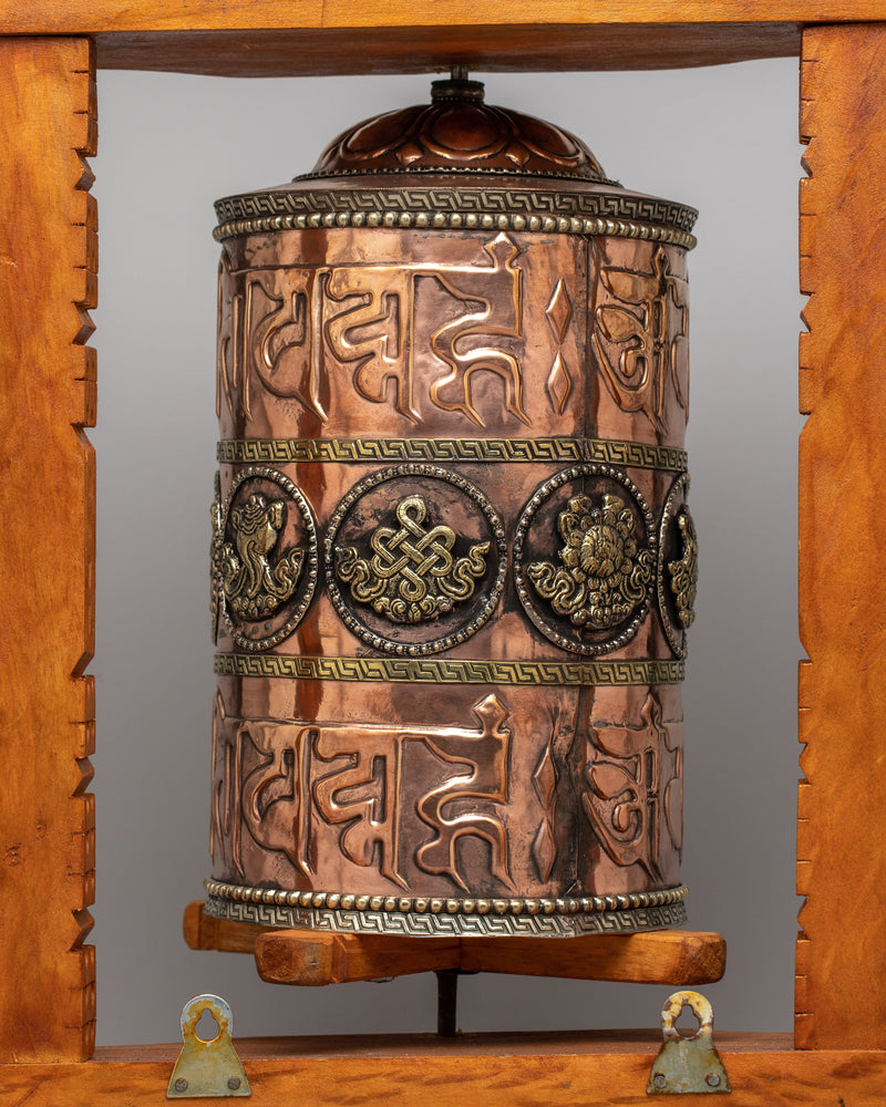 Traditional Wooden Frame Prayer Wheel | Symbol of Devotion and Spiritual Practice