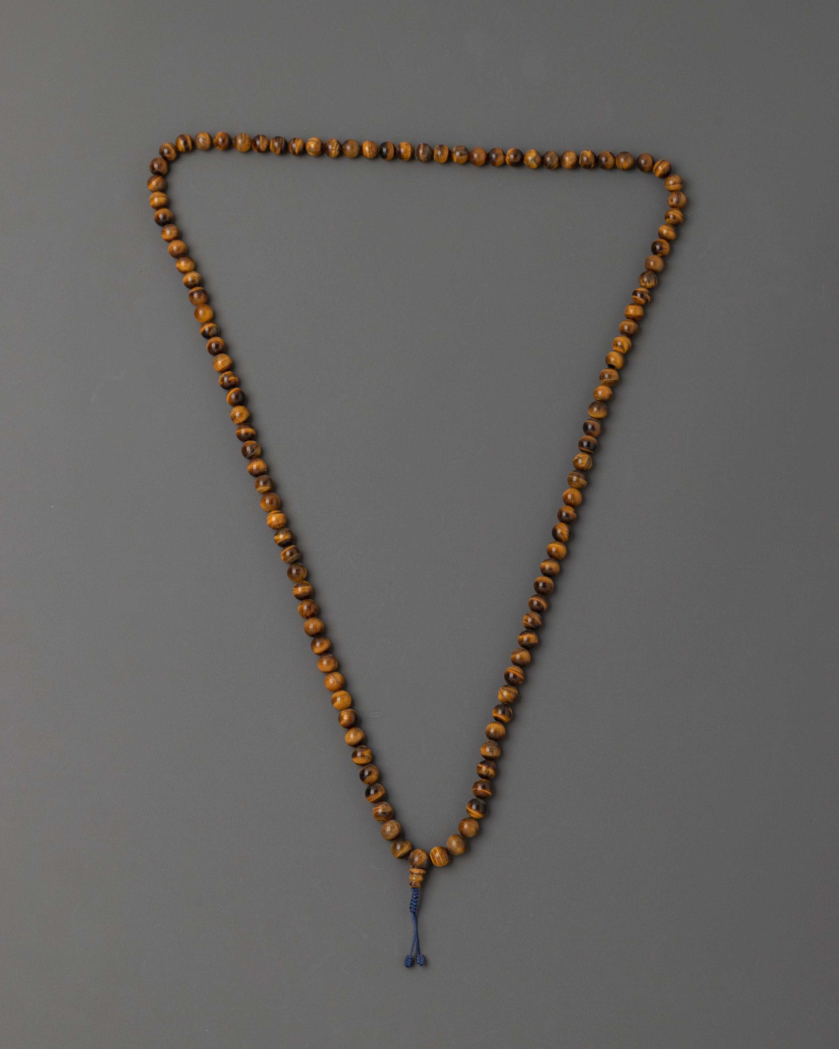 Handmade Buddhist Meditation Mala | Golden Tiger Eye Prayer Beads