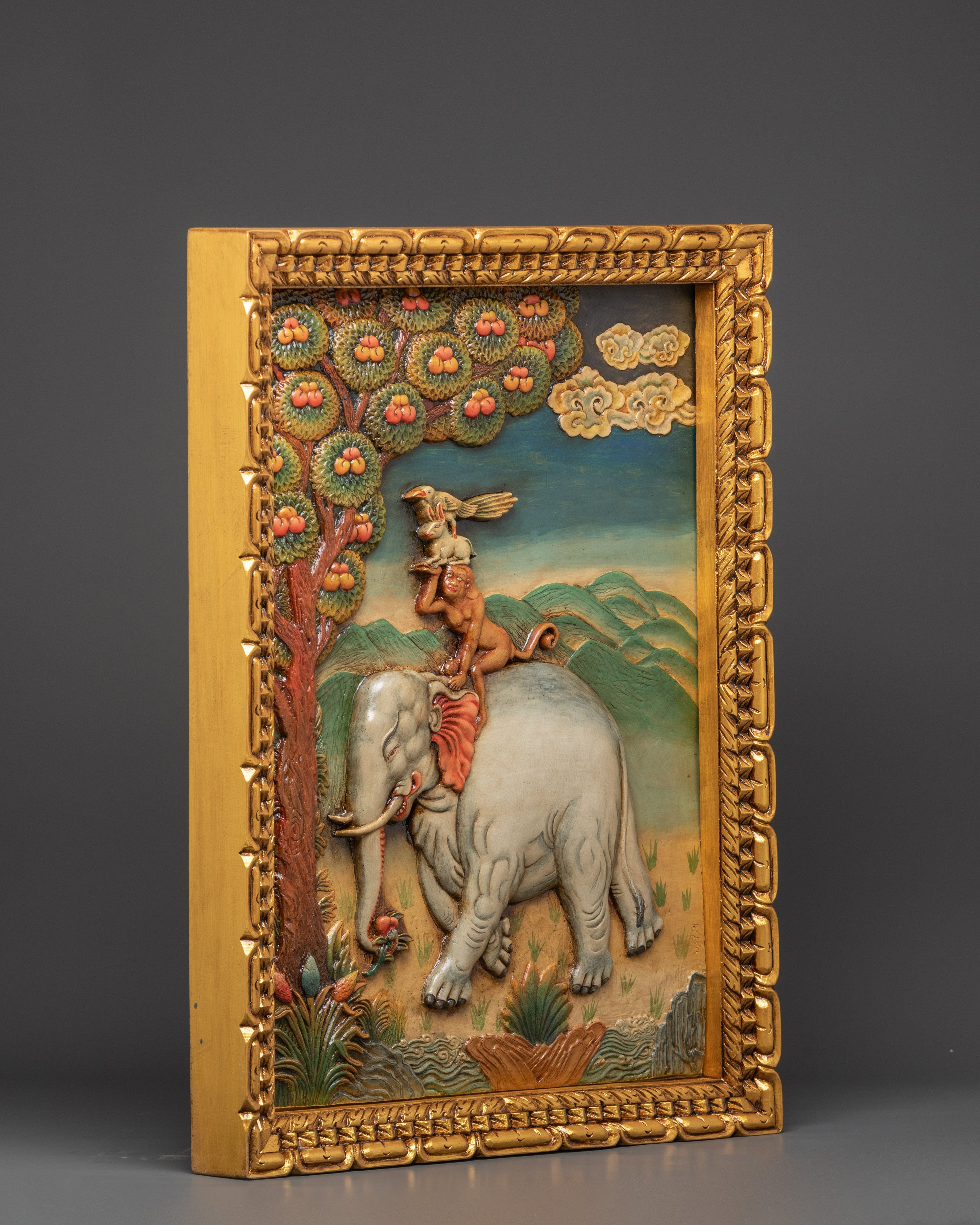 Handcrafted Elephant Design Wall Hanging | Unique Wooden Frame