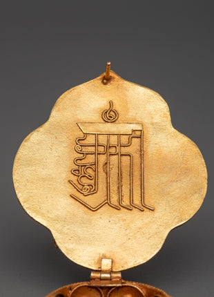 Gold plated Tibetan Ghau Box Locket | Sacred Buddhist Amulet