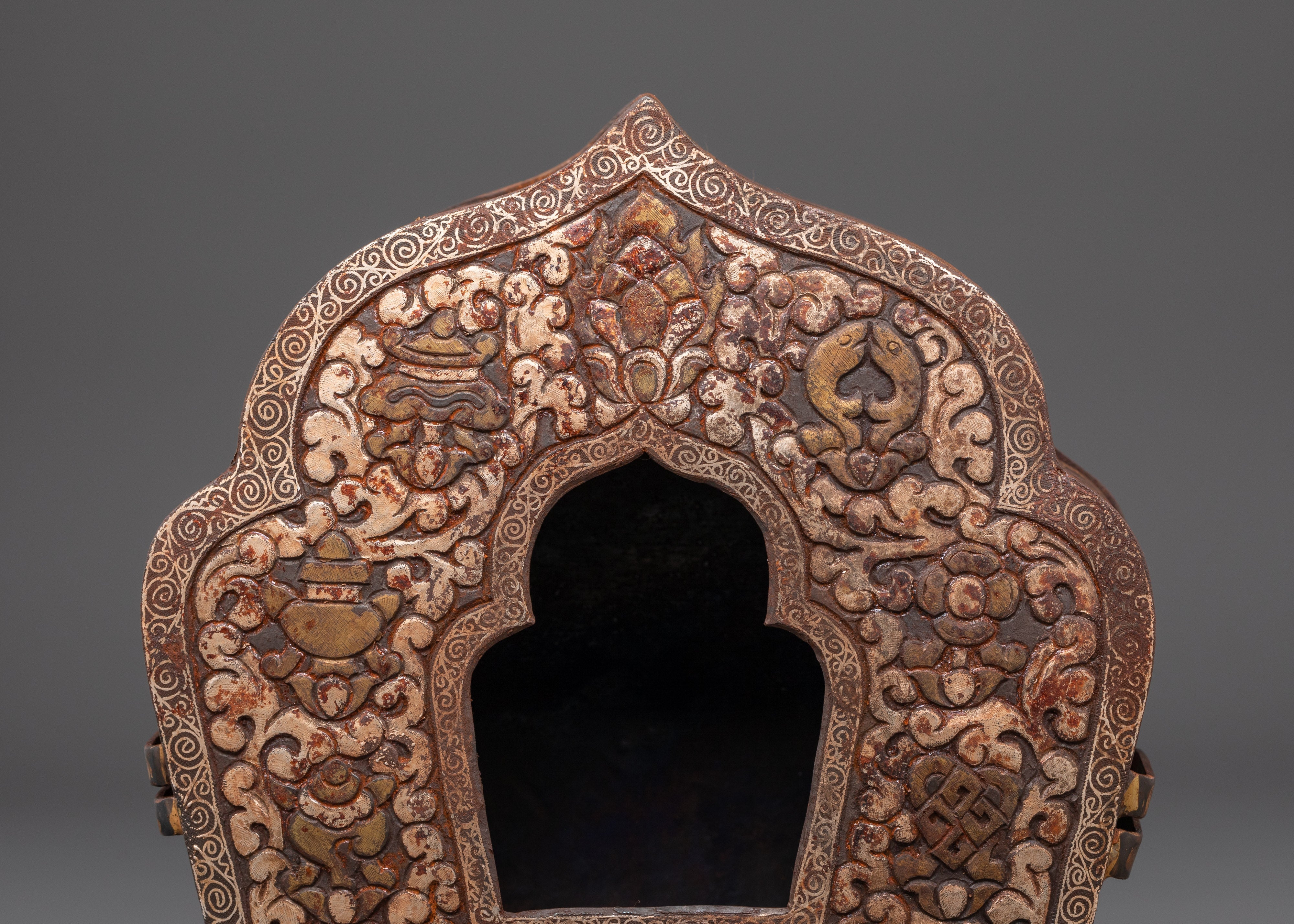 Tibetan Brass Ghau Box | Handcrafted Prayer Box
