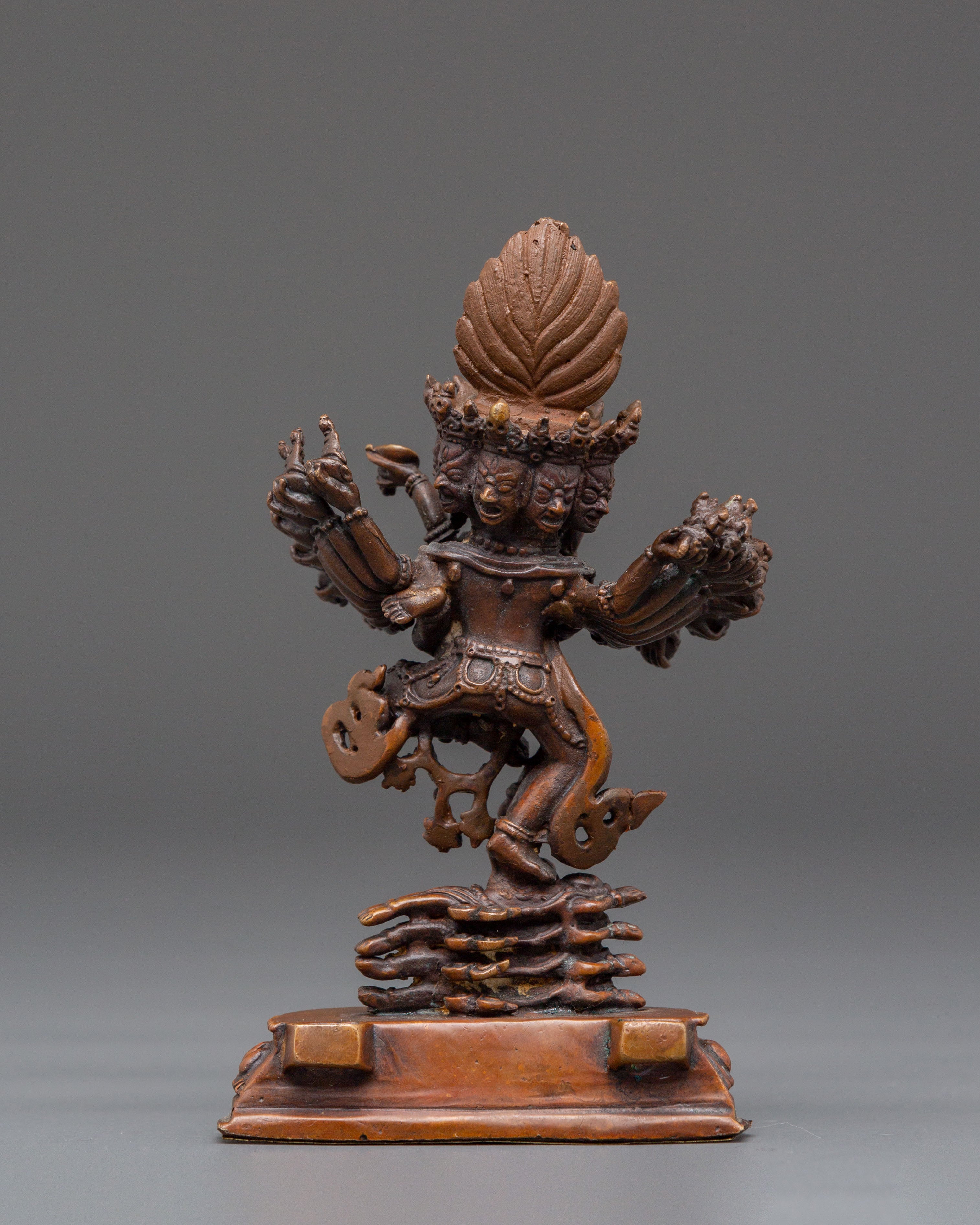 Tantric Protector Hevajra Statue | Oxidized Copper Tibetan Deity Sculpture
