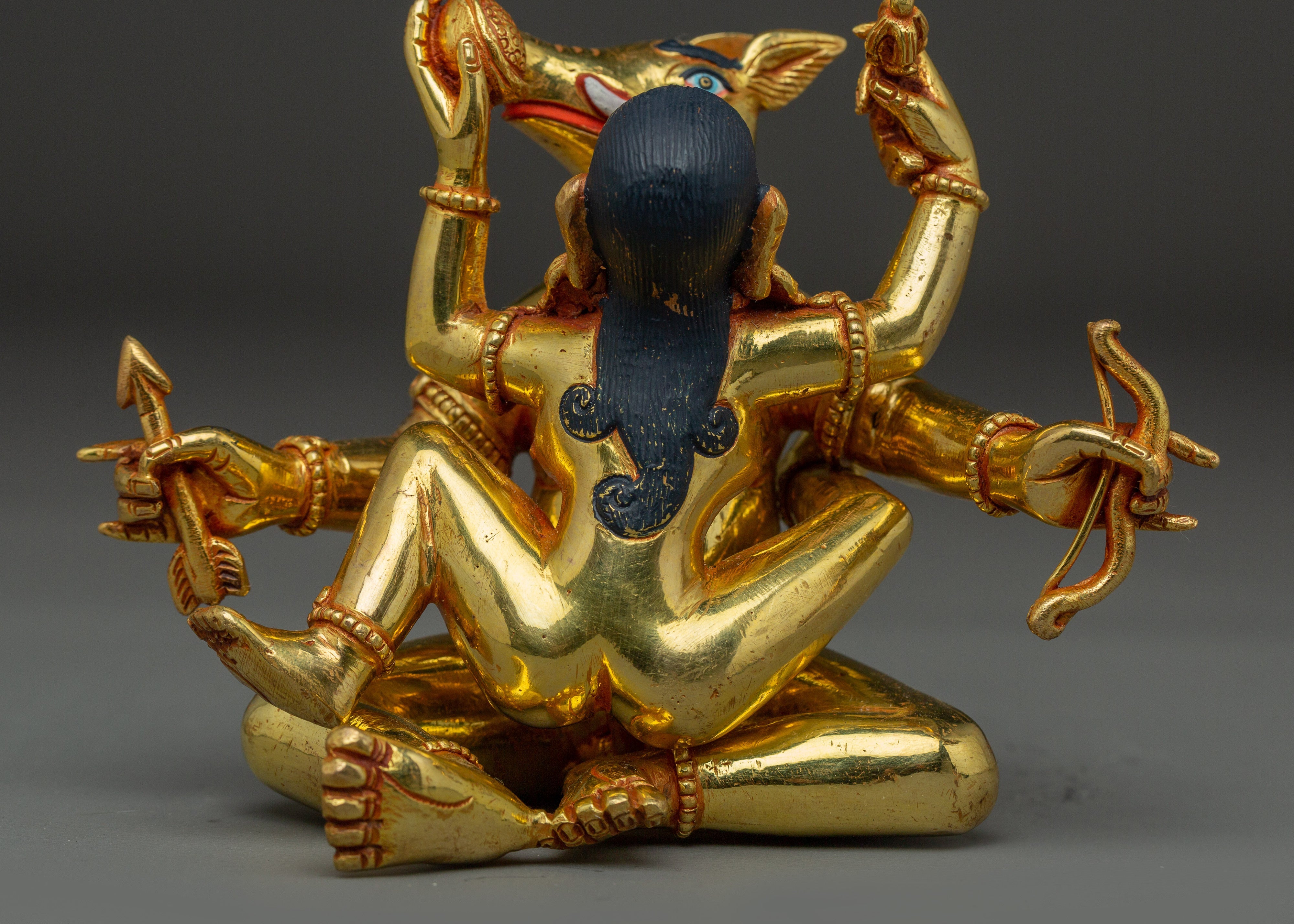 Varaha with Consort Statue | Handcrafted Gold Gilded Copper Vishnu Avatar