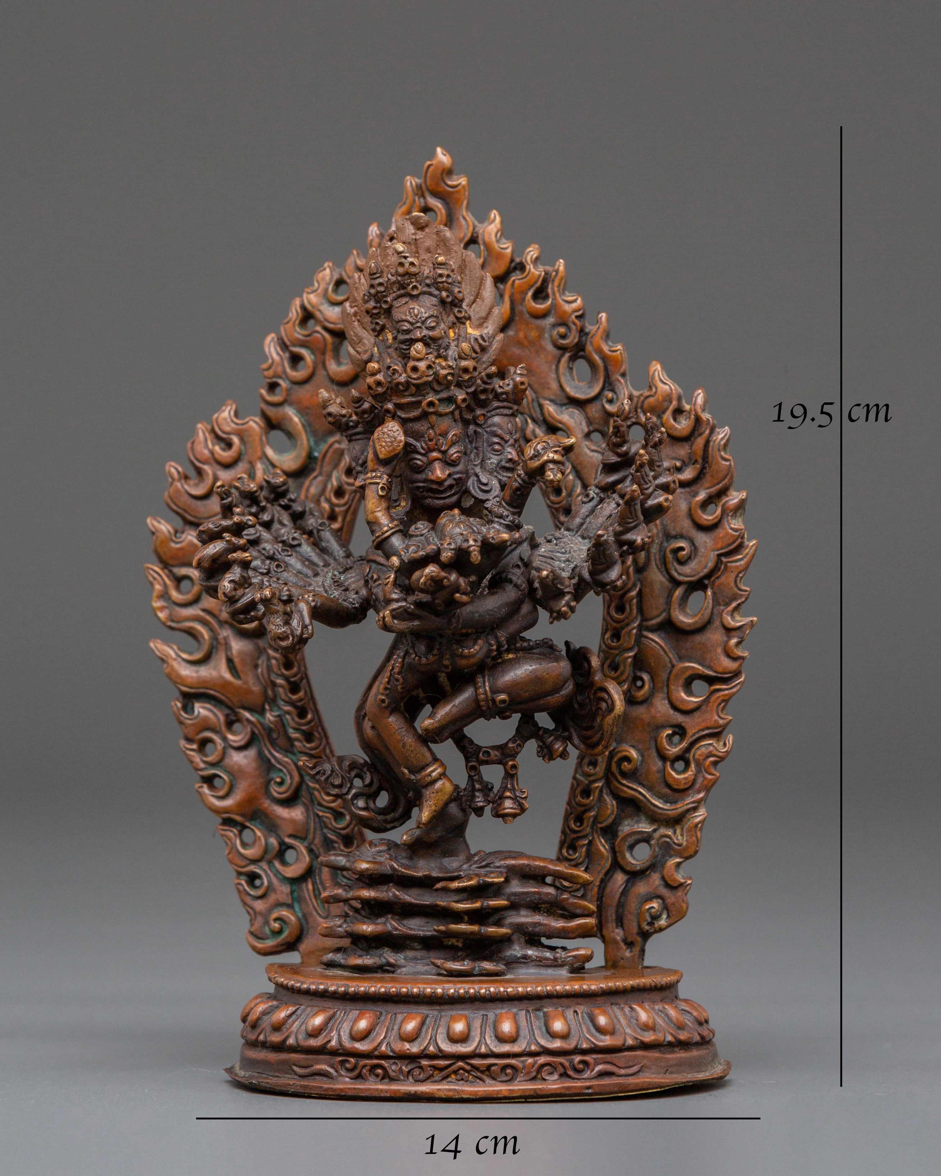 Tantric Protector Hevajra Statue | Oxidized Copper Tibetan Deity Sculpture