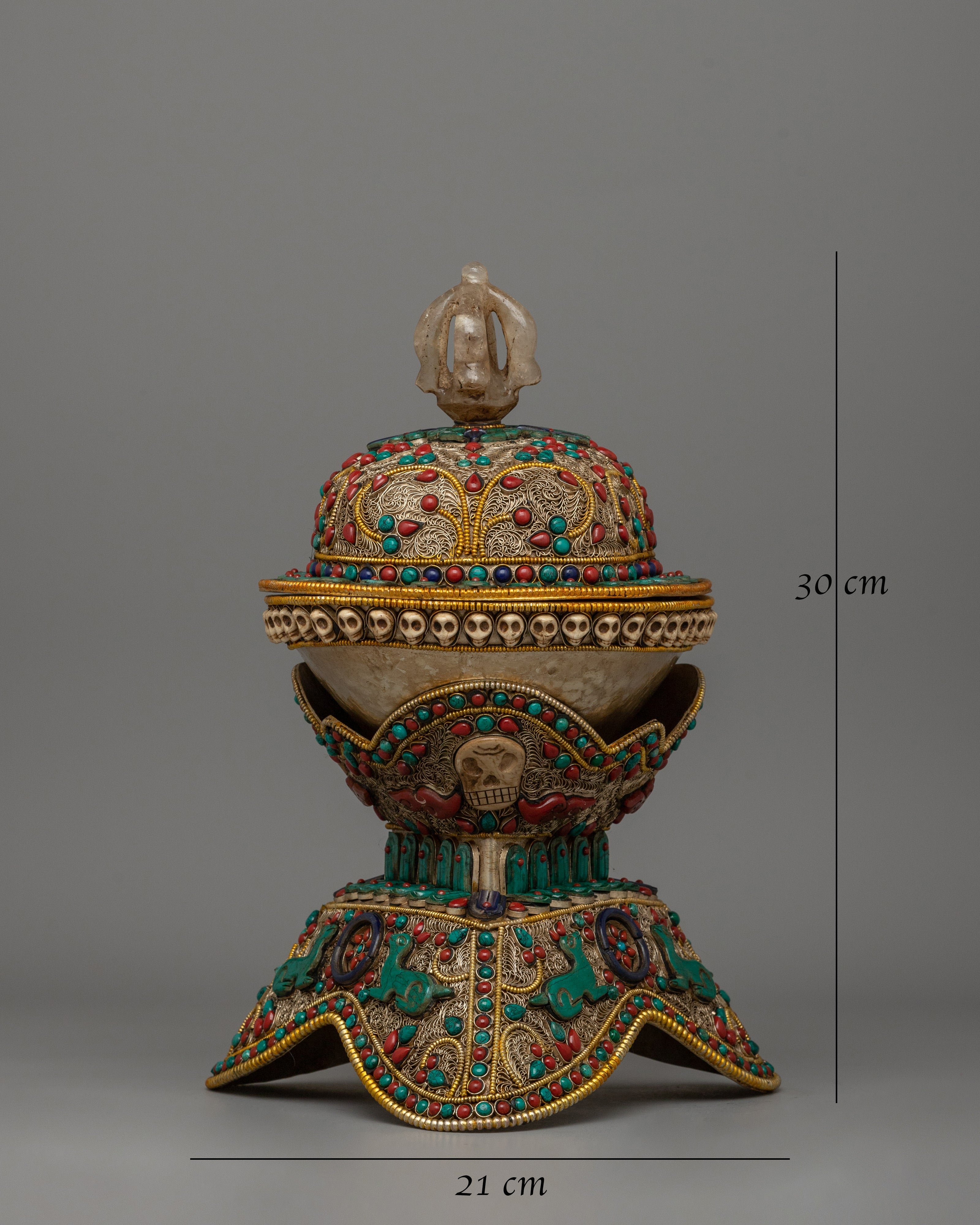 Handcrafted Himalayan Kapala Set | Sacred Tibetan Ritual Offering Bowl