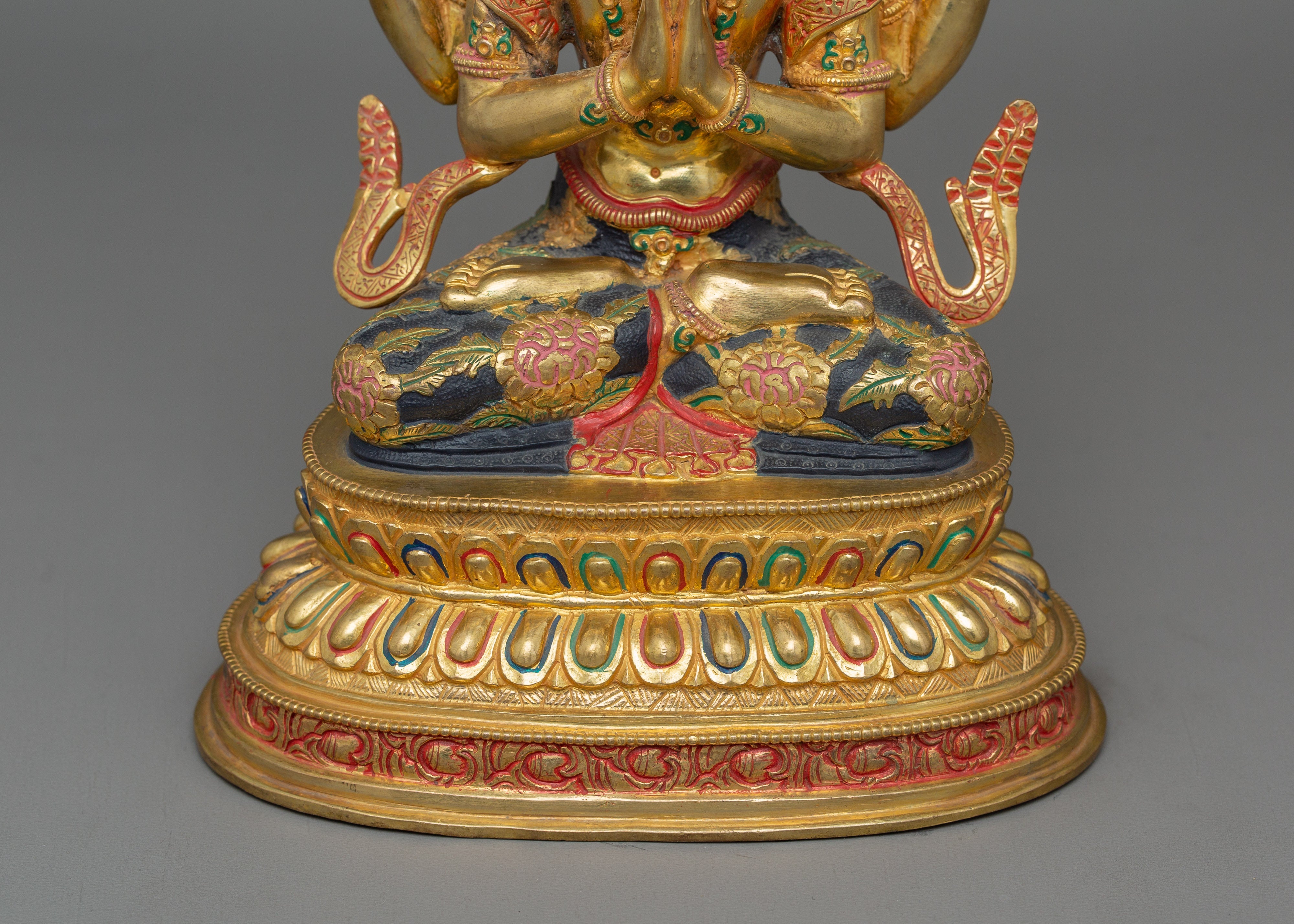 Four Armed Handcrafted Chenrezig Statue | Deity of Compassion