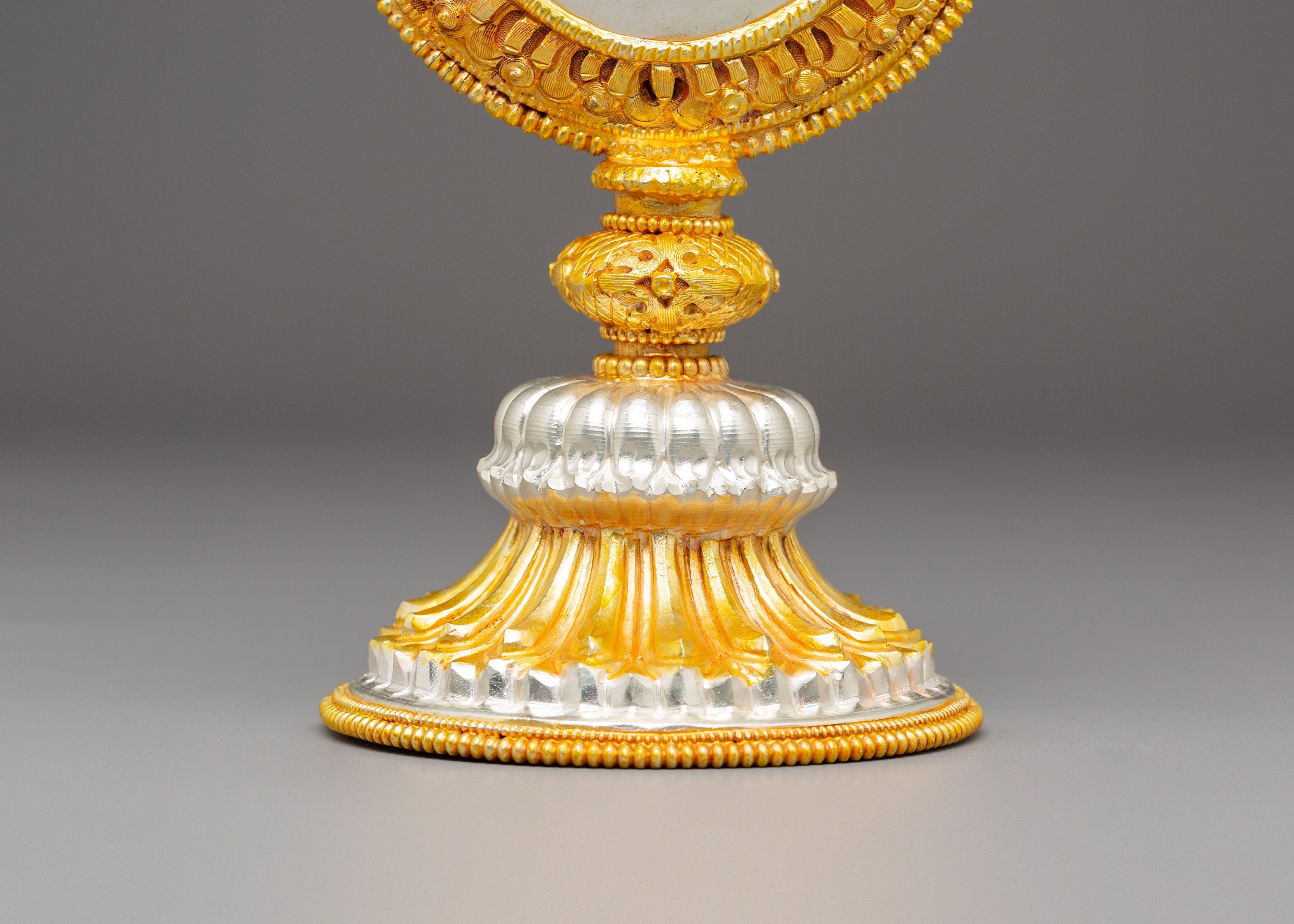 Sacred Ritual Meditation Mirror | Tibetan Gold Plated Mirror