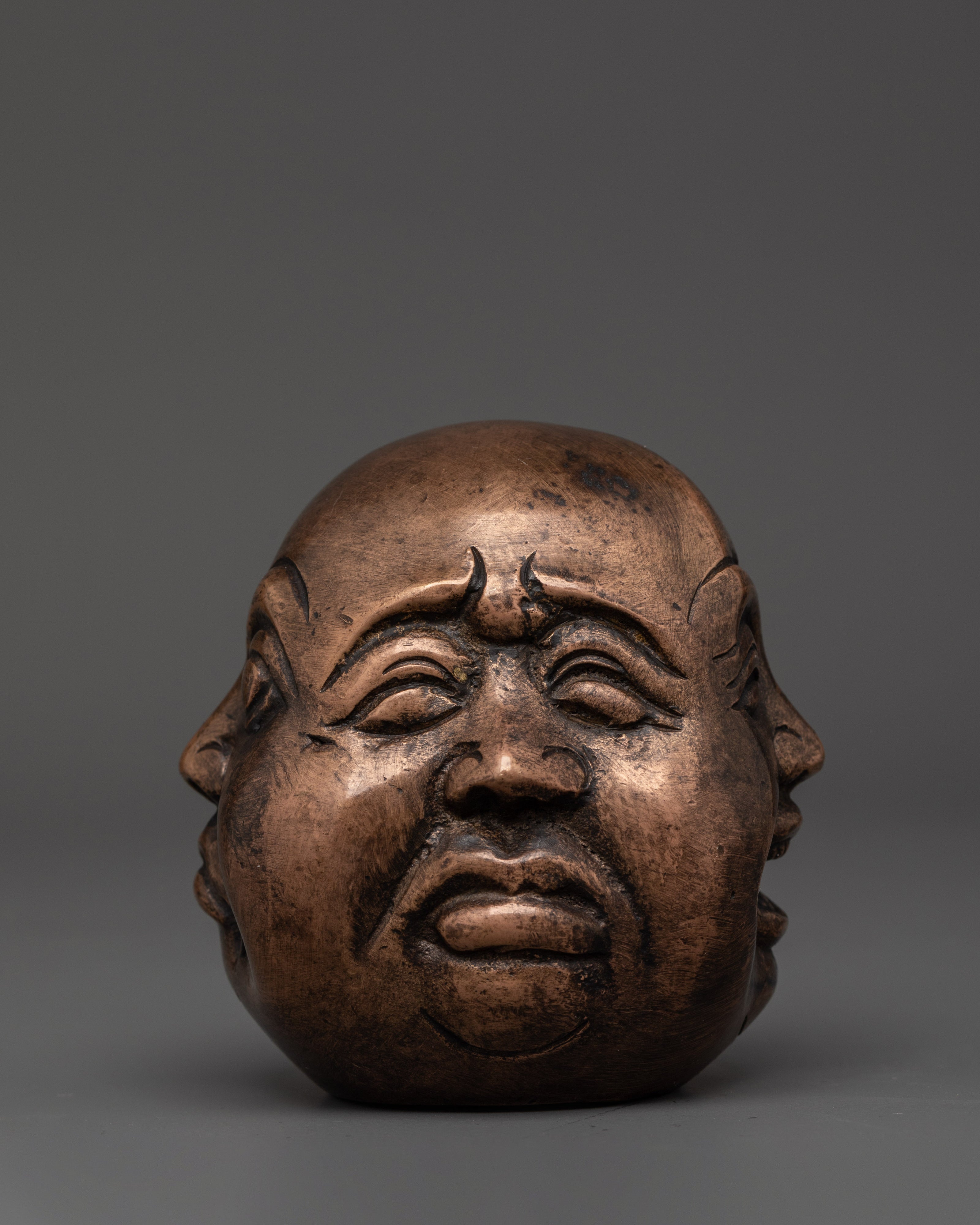 Sacred Laughing Buddha Head | Brass Buddha Sculpture for Spiritual Decor