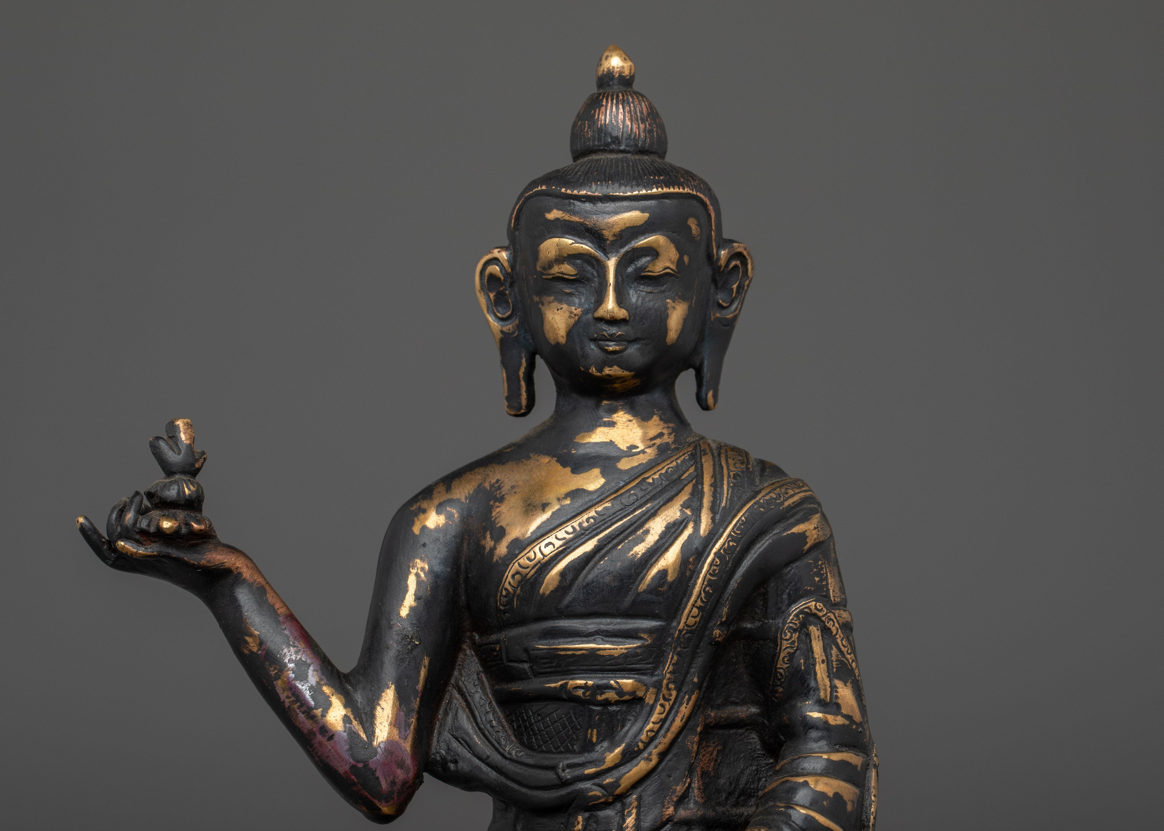 Handmade Tranquil Buddha Statue | Antique Finish Copper Meditation Sculpture