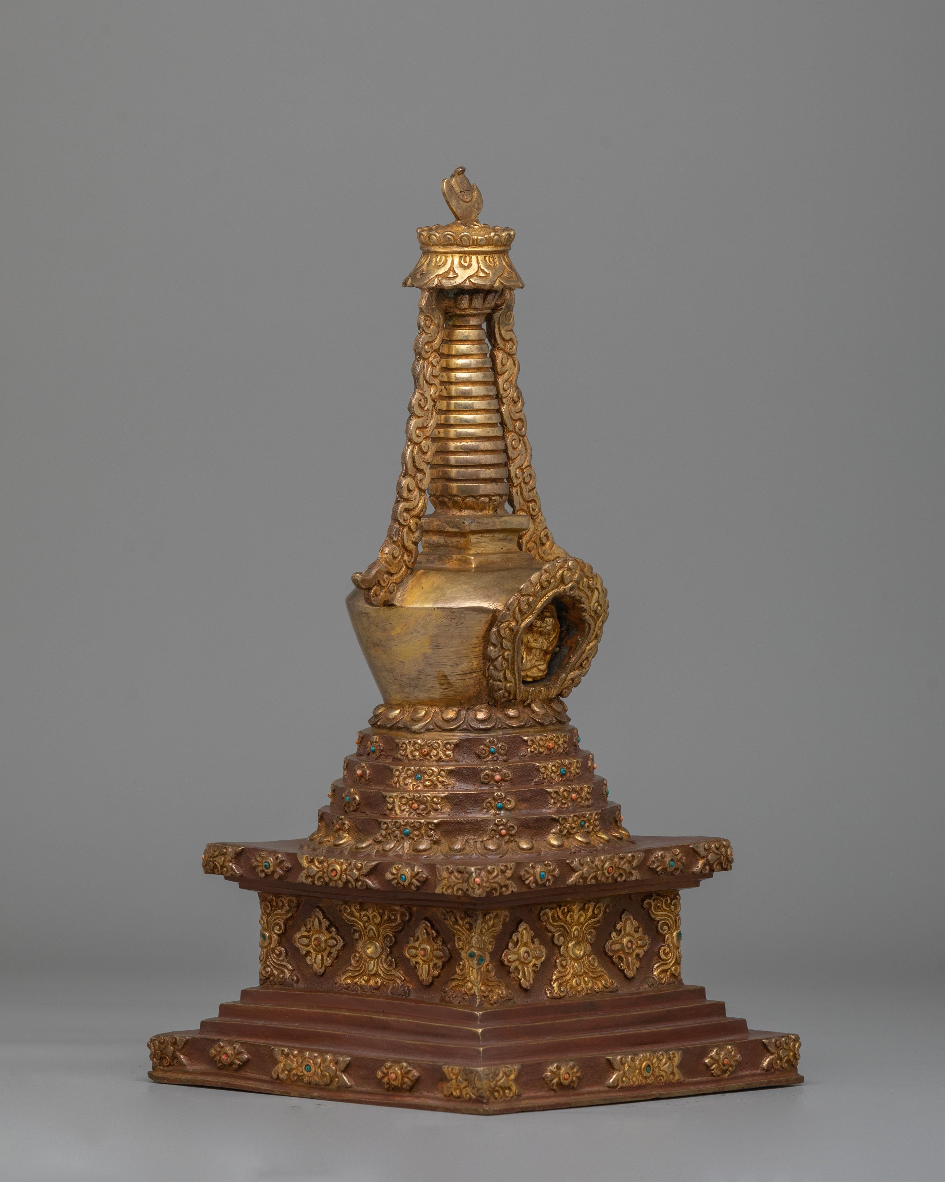Traditional Altar Lotus Blossom Stupa | Tibetan Buddhist Decor