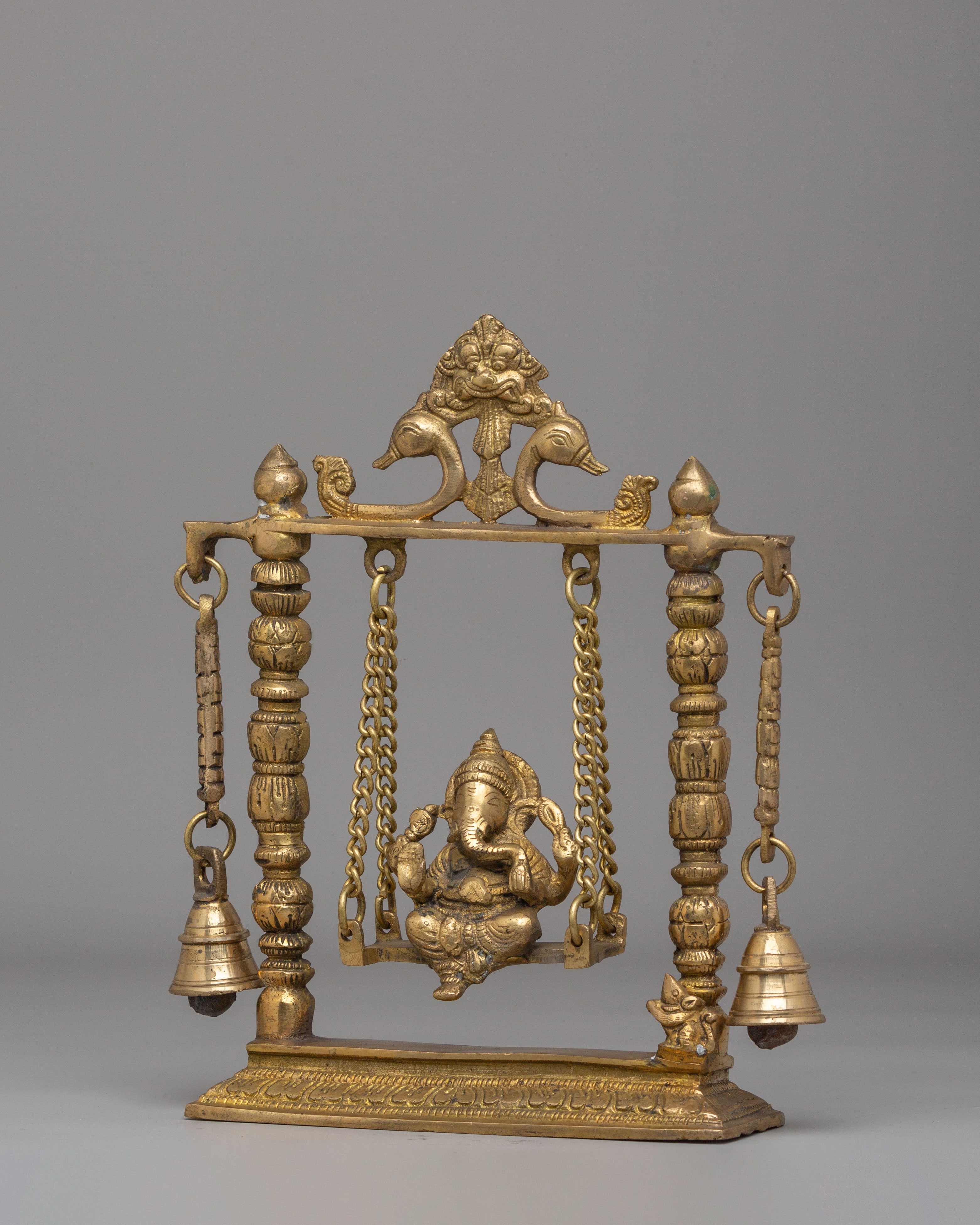 Handmade Ritual Ganesh on Swing | Brass Hindu God Figurine