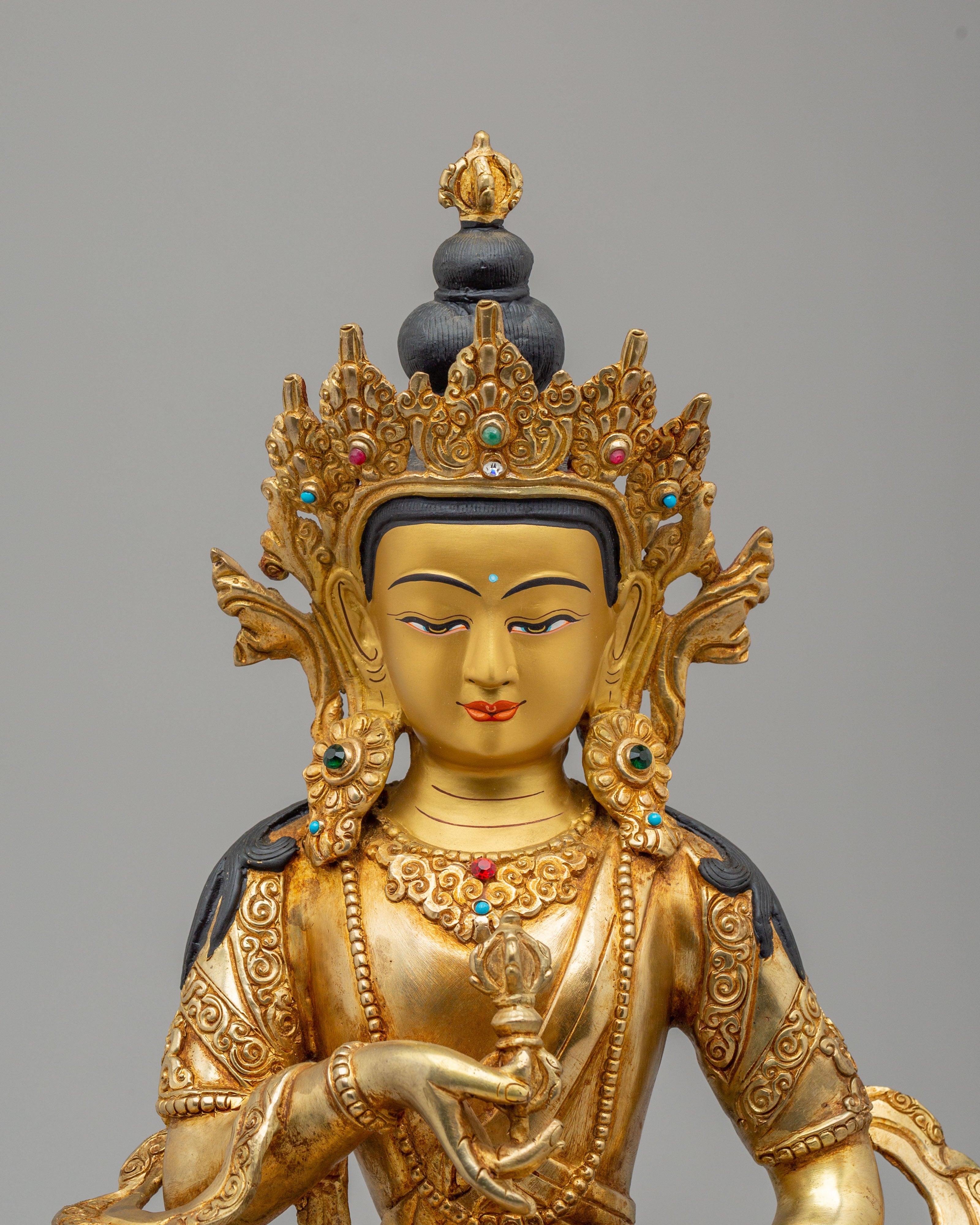 Sacred Tibetan Buddhist Vajrasattva Statue | 24K Gold Plated Copper Sculpture