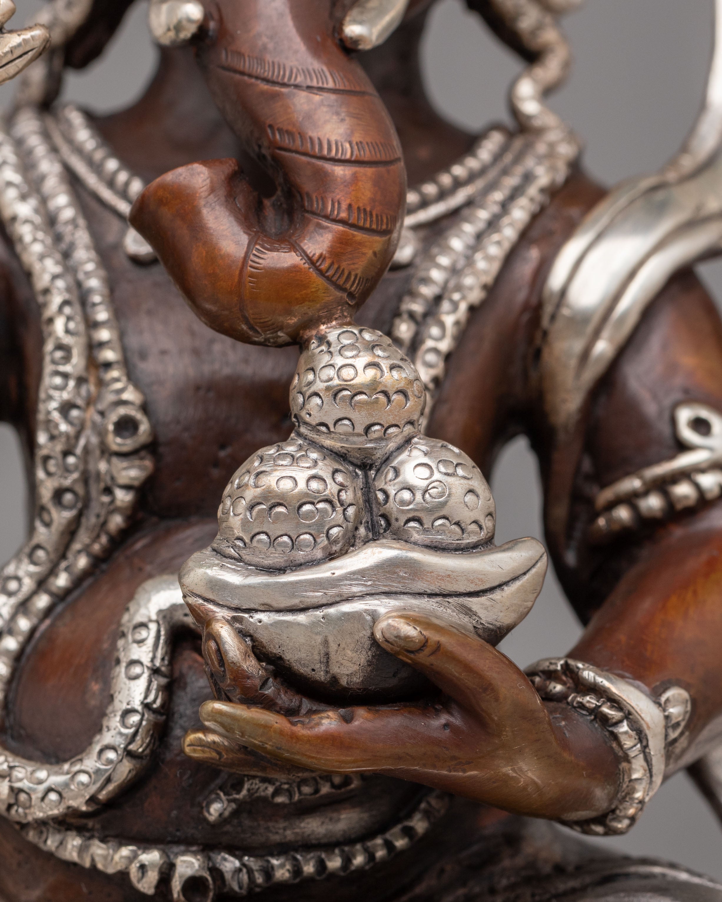 Handcrafted Lord Ganesha Statue | Oxidized Copper Body with Silver Plating