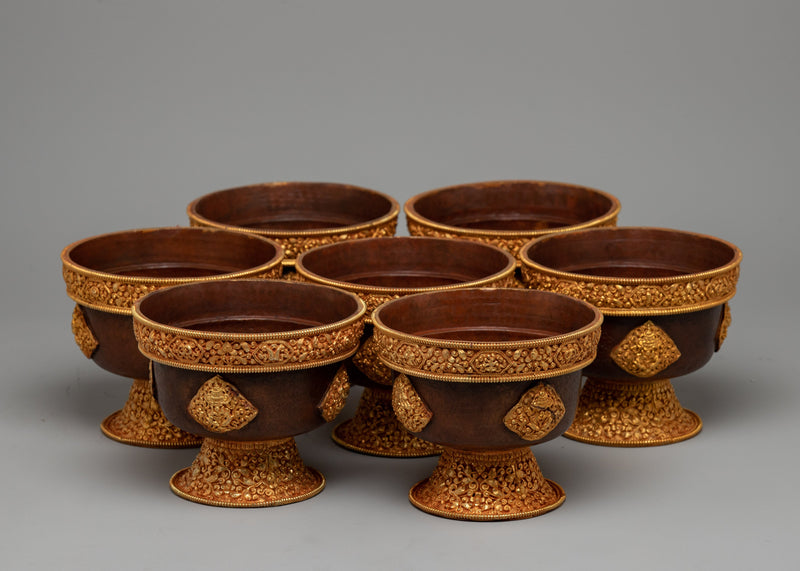 Tibetan Water Bowl Offering Set | Enhancing Spiritual Practices with Traditional Ritual Vessels