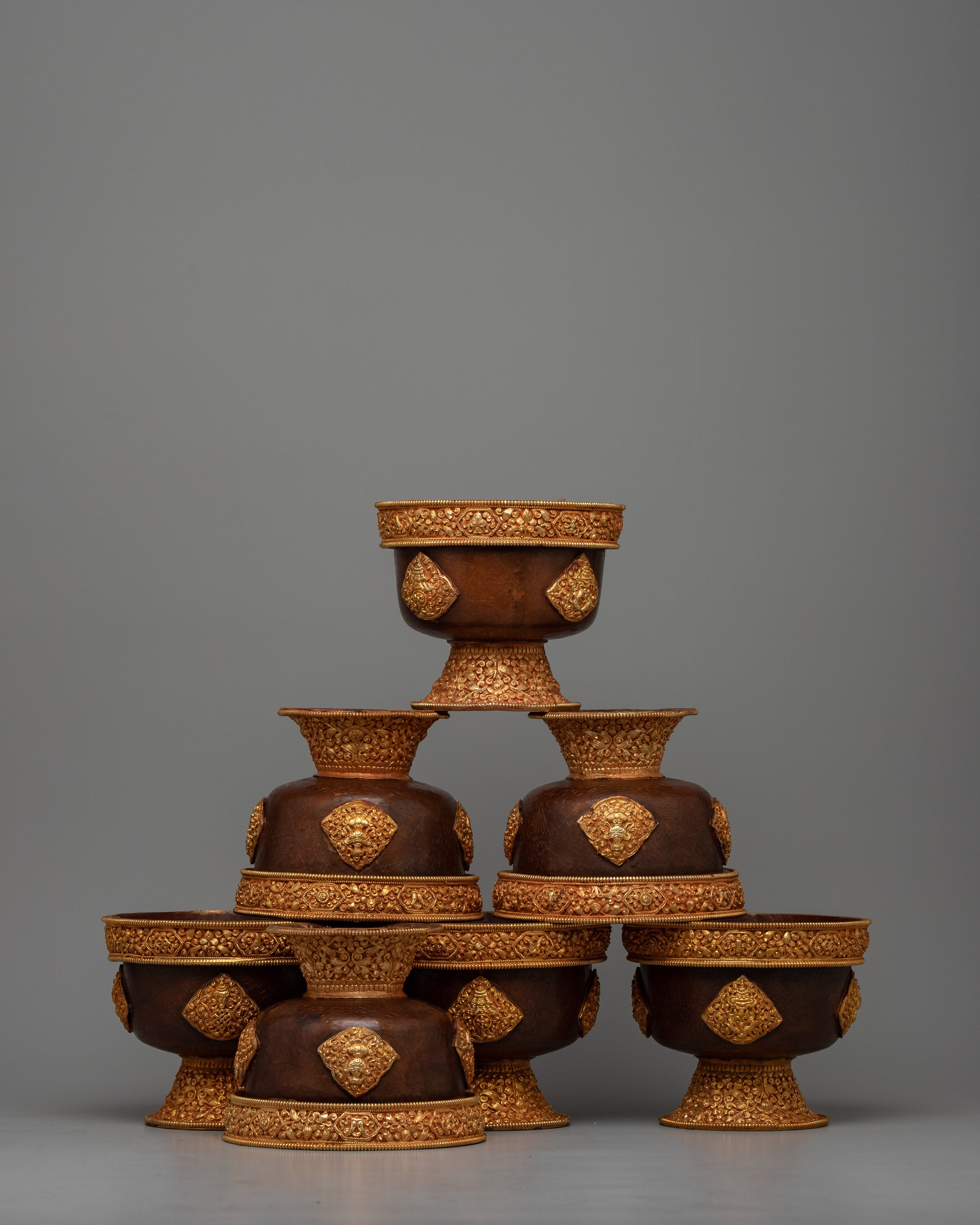 Tibetan Water Bowl Offering Set | Enhancing Spiritual Practices with Traditional Ritual Vessels
