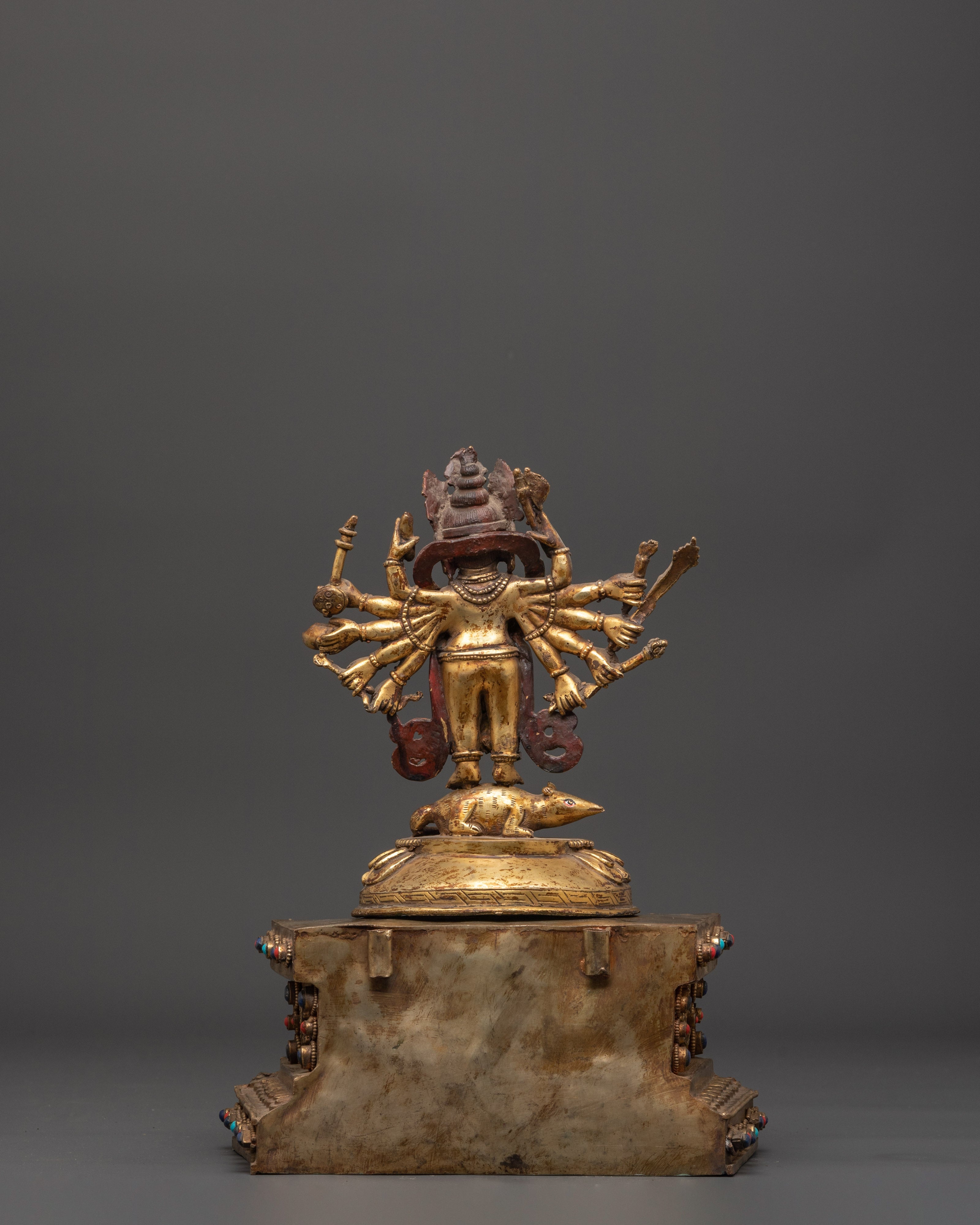 Ganesh Crystal Statue | Coral and Turquoise Inlaid