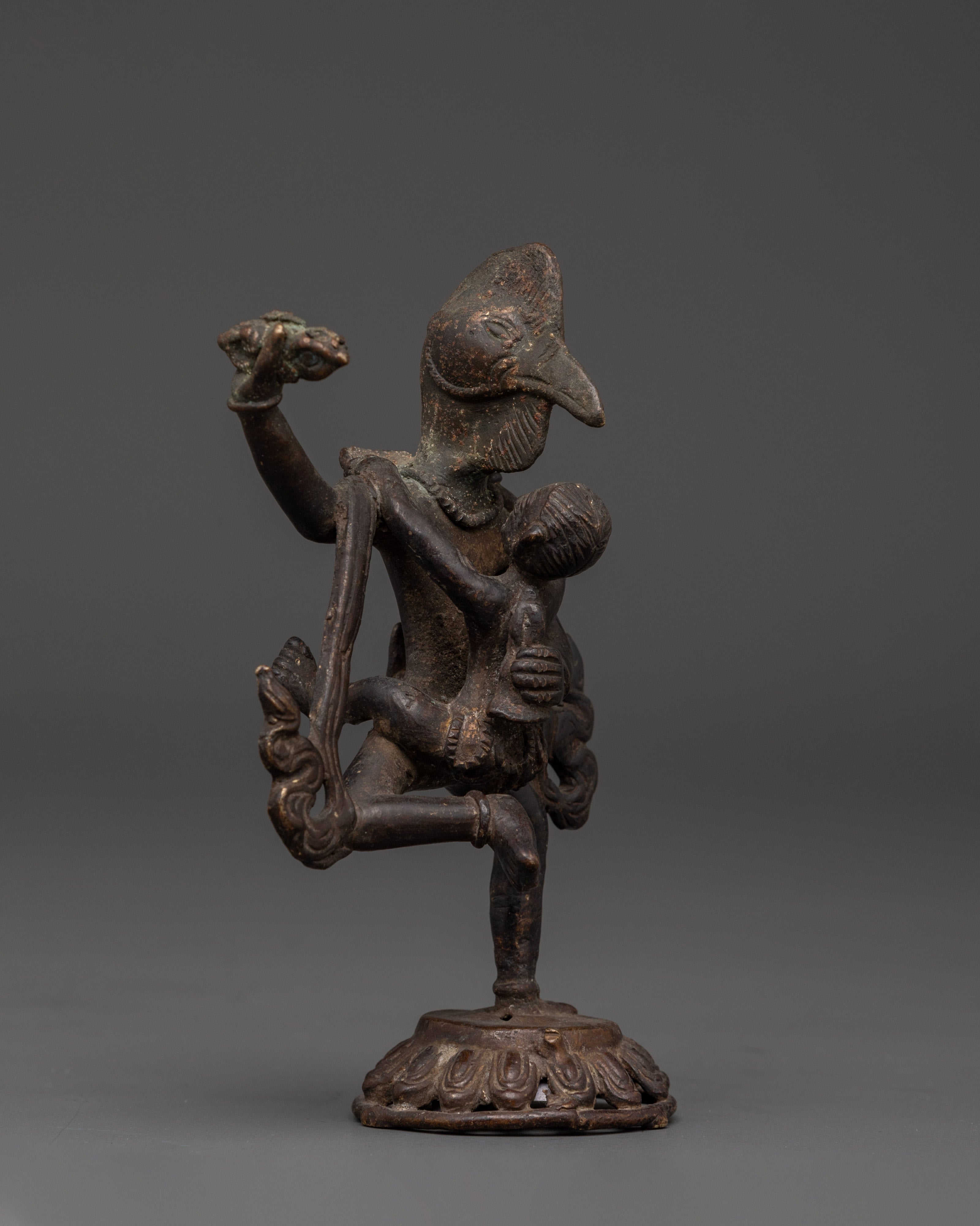 Tibetan Garuda Copper Statue with his Consort | Protector Deity for Meditation