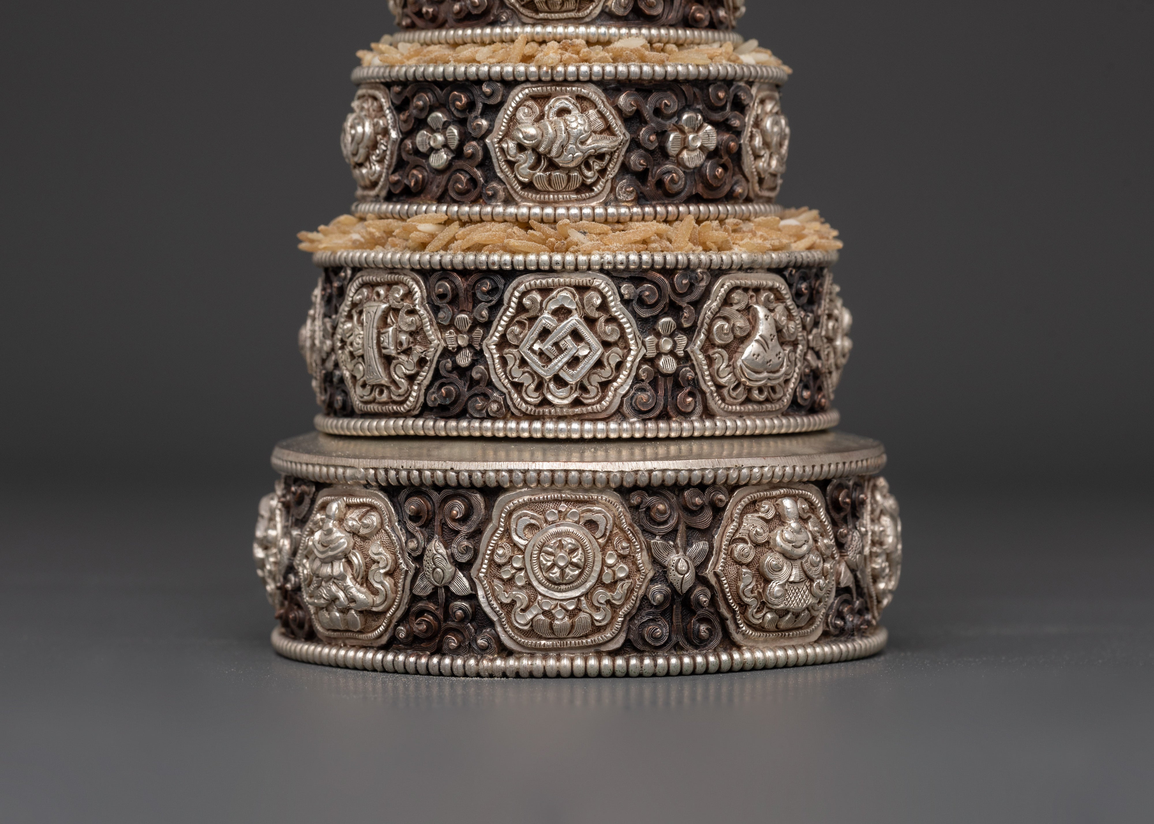 Mandala Set for Spiritual Practice | Oxidized Copper & Silver Plated