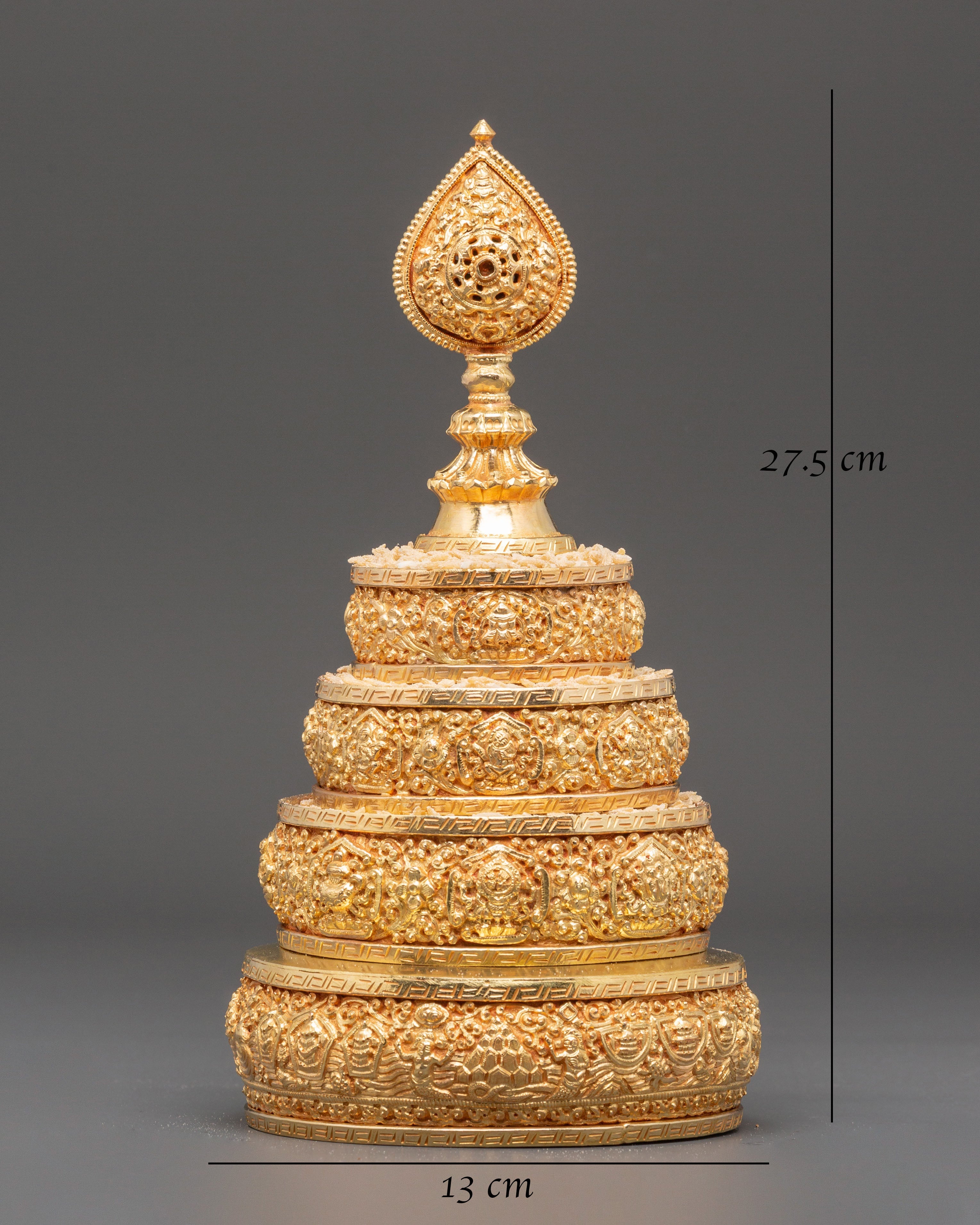 Handmade Gold Plated Mandala Offering Set | Tibetan Buddhist Altar Decor