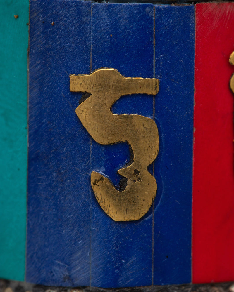 Tibetan Copper Prayer Wheel | Encased in a Wooden Frame for Traditional Elegance