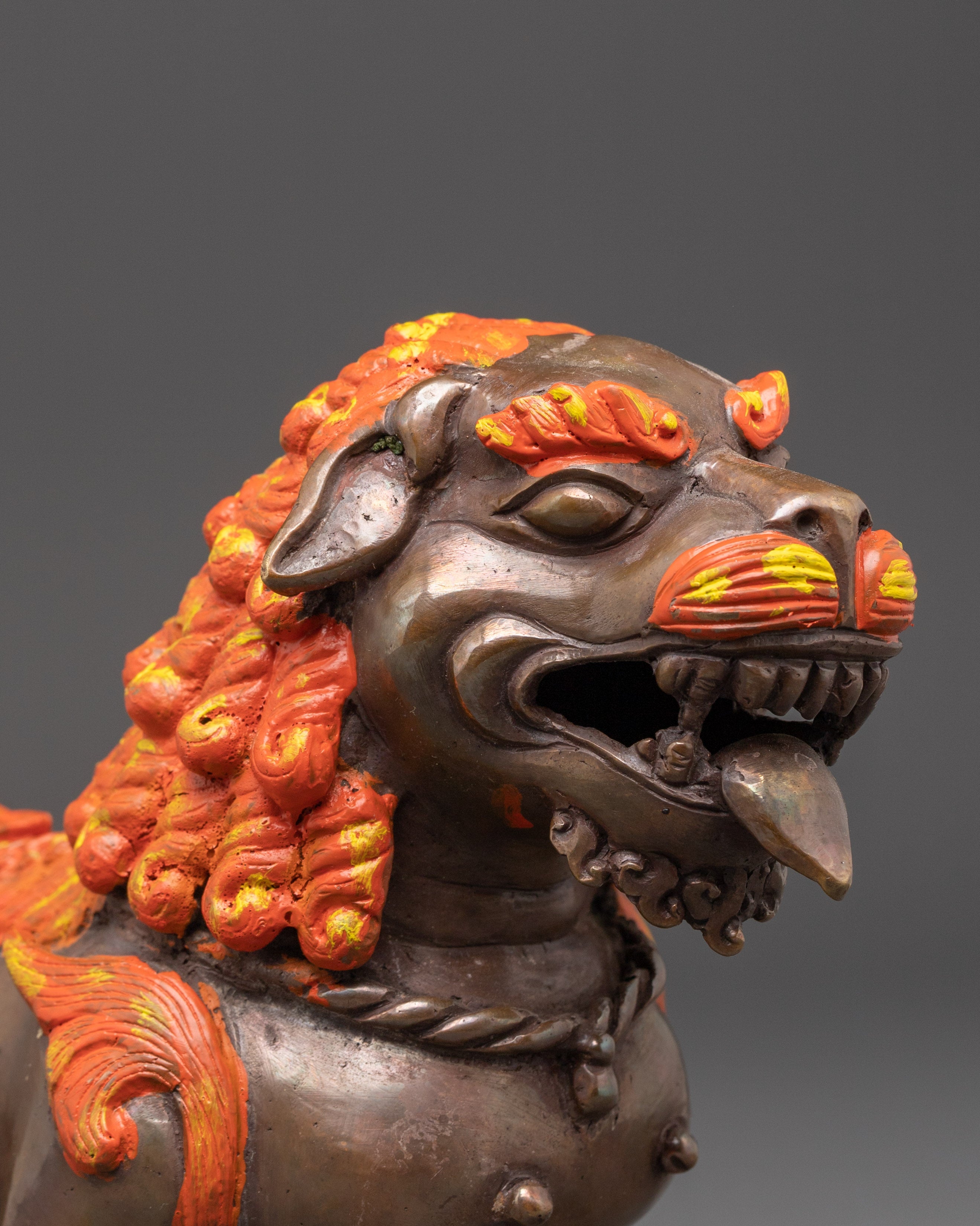 Sacred Oxidized Copper Lion Set | Symbol of Strength and Courage