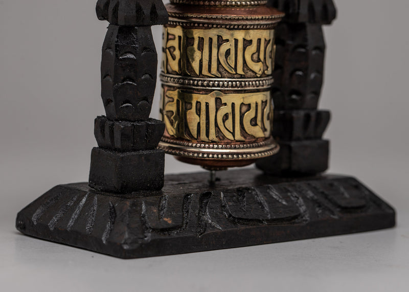 Wood Prayer Wheel Nepal | Invoking Spiritual Harmony and Blessings