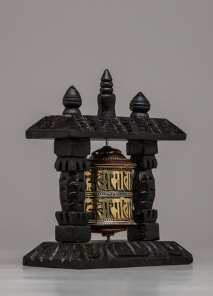 Wood Prayer Wheel Nepal | Invoking Spiritual Harmony and Blessings