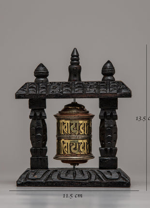 Wood Prayer Wheel Nepal | Invoking Spiritual Harmony and Blessings