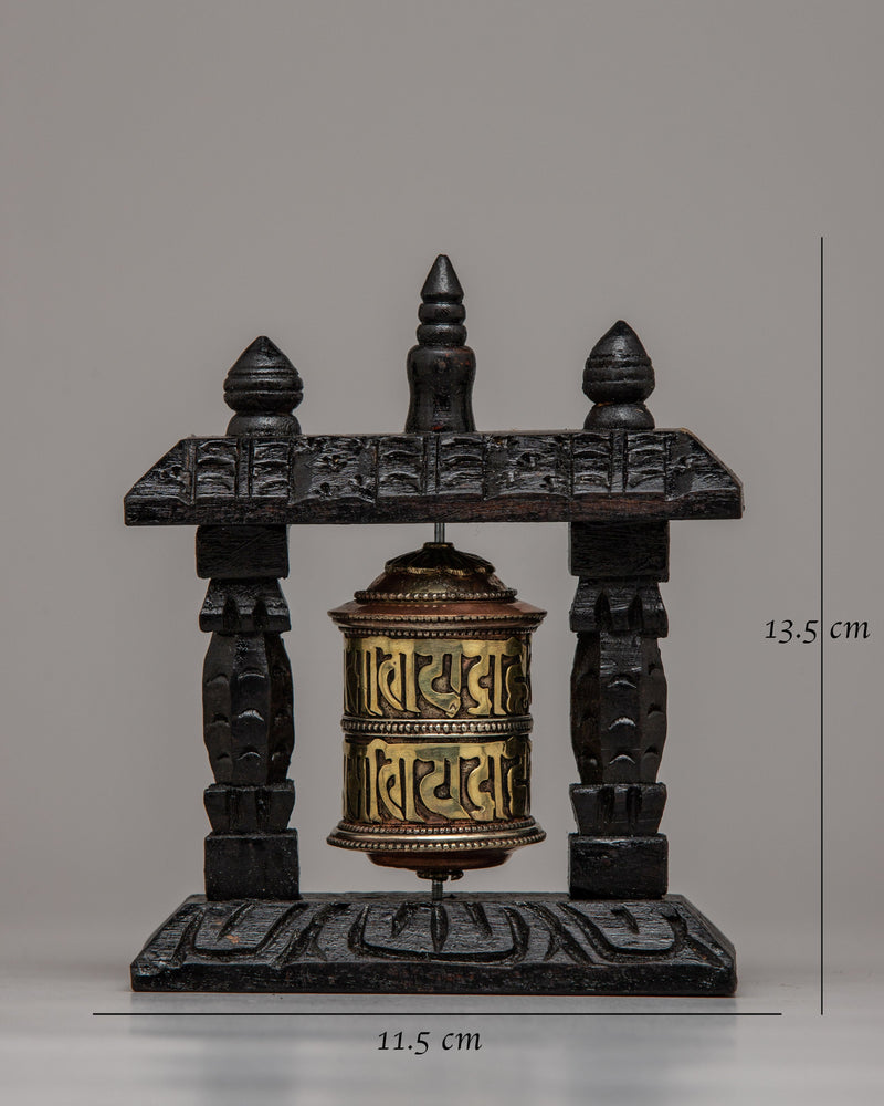 Wood Prayer Wheel Nepal | Invoking Spiritual Harmony and Blessings