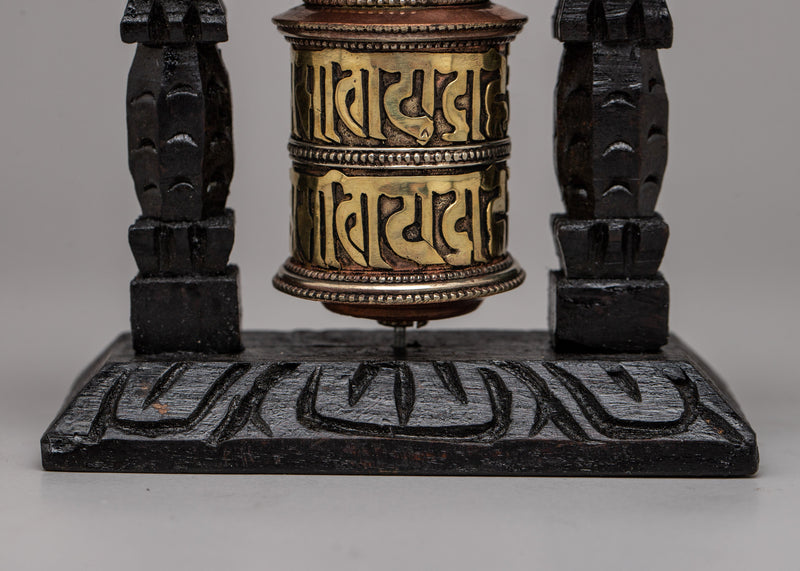 Wood Prayer Wheel Nepal | Invoking Spiritual Harmony and Blessings