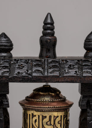 Wood Prayer Wheel Nepal | Invoking Spiritual Harmony and Blessings