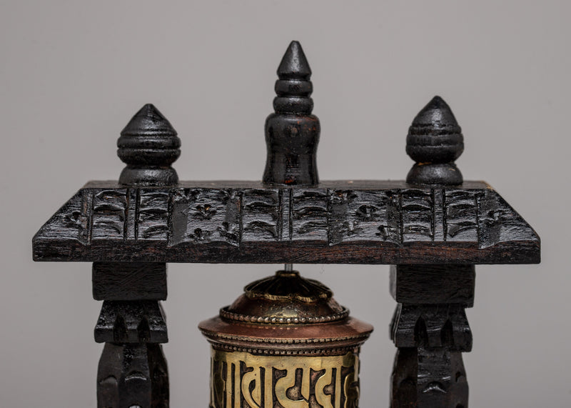 Wood Prayer Wheel Nepal | Invoking Spiritual Harmony and Blessings