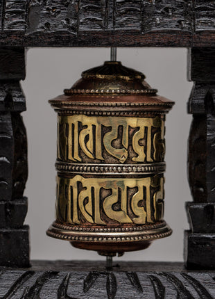 Wood Prayer Wheel Nepal | Invoking Spiritual Harmony and Blessings