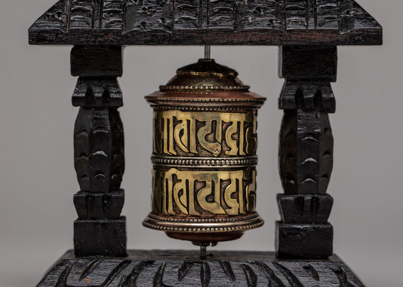 Wood Prayer Wheel Nepal | Invoking Spiritual Harmony and Blessings