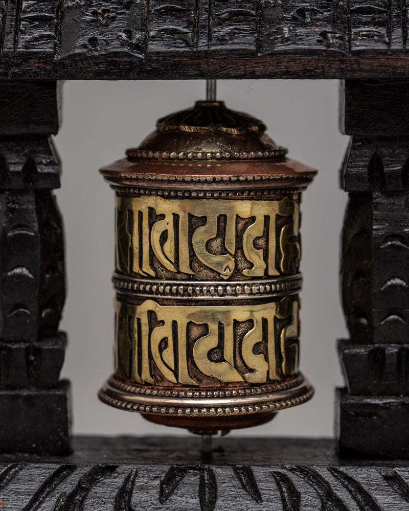 Wood Prayer Wheel Nepal | Invoking Spiritual Harmony and Blessings