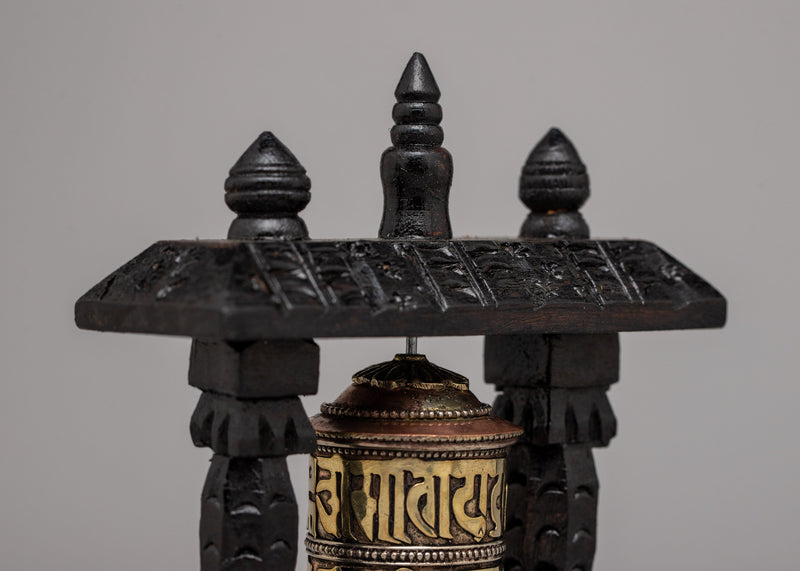 Wood Prayer Wheel Nepal | Invoking Spiritual Harmony and Blessings