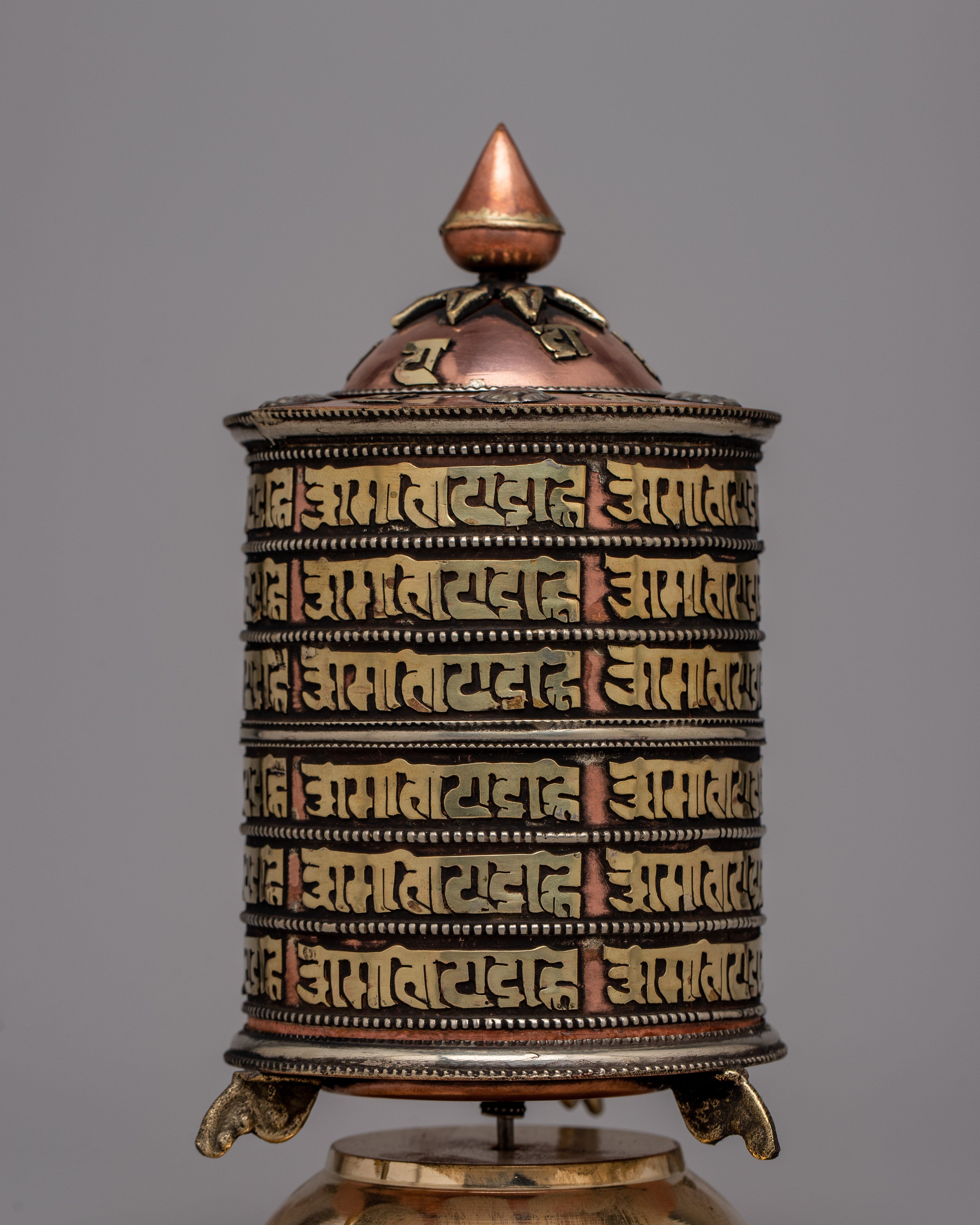 Nepal Spinning Prayer Wheel | Crafted in Copper for Sacred Reverence