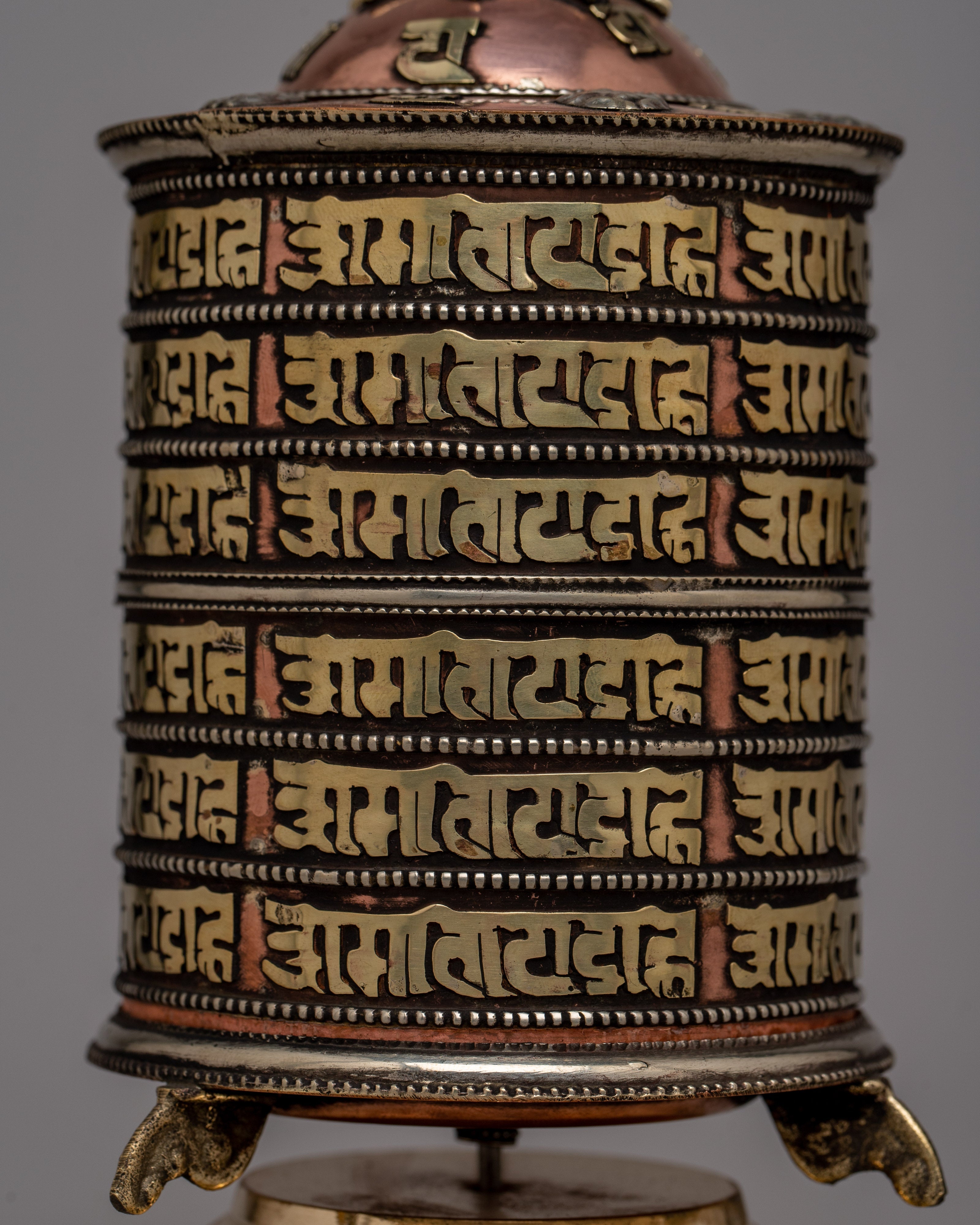 Nepal Spinning Prayer Wheel | Crafted in Copper for Sacred Reverence
