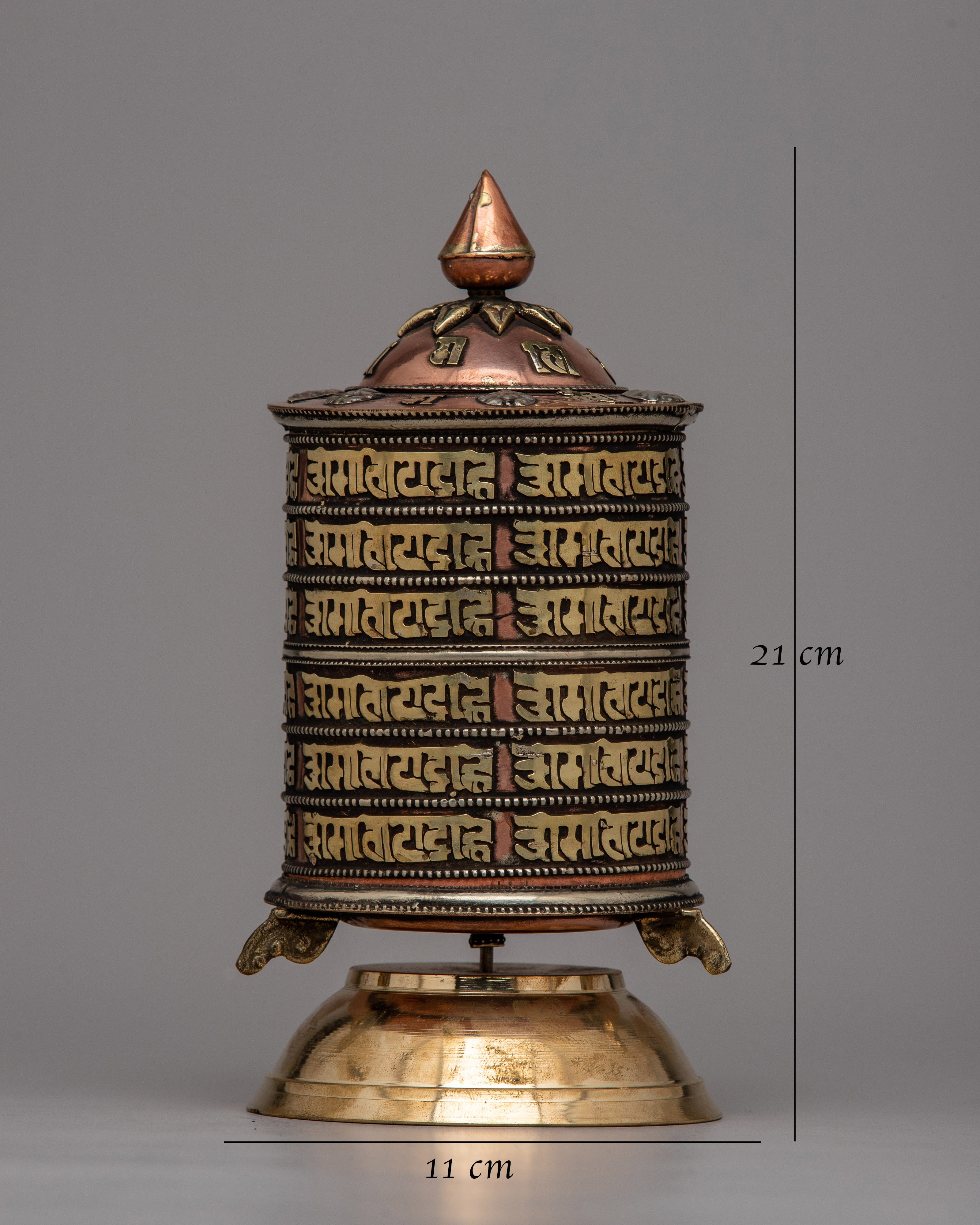 Nepal Spinning Prayer Wheel | Crafted in Copper for Sacred Reverence
