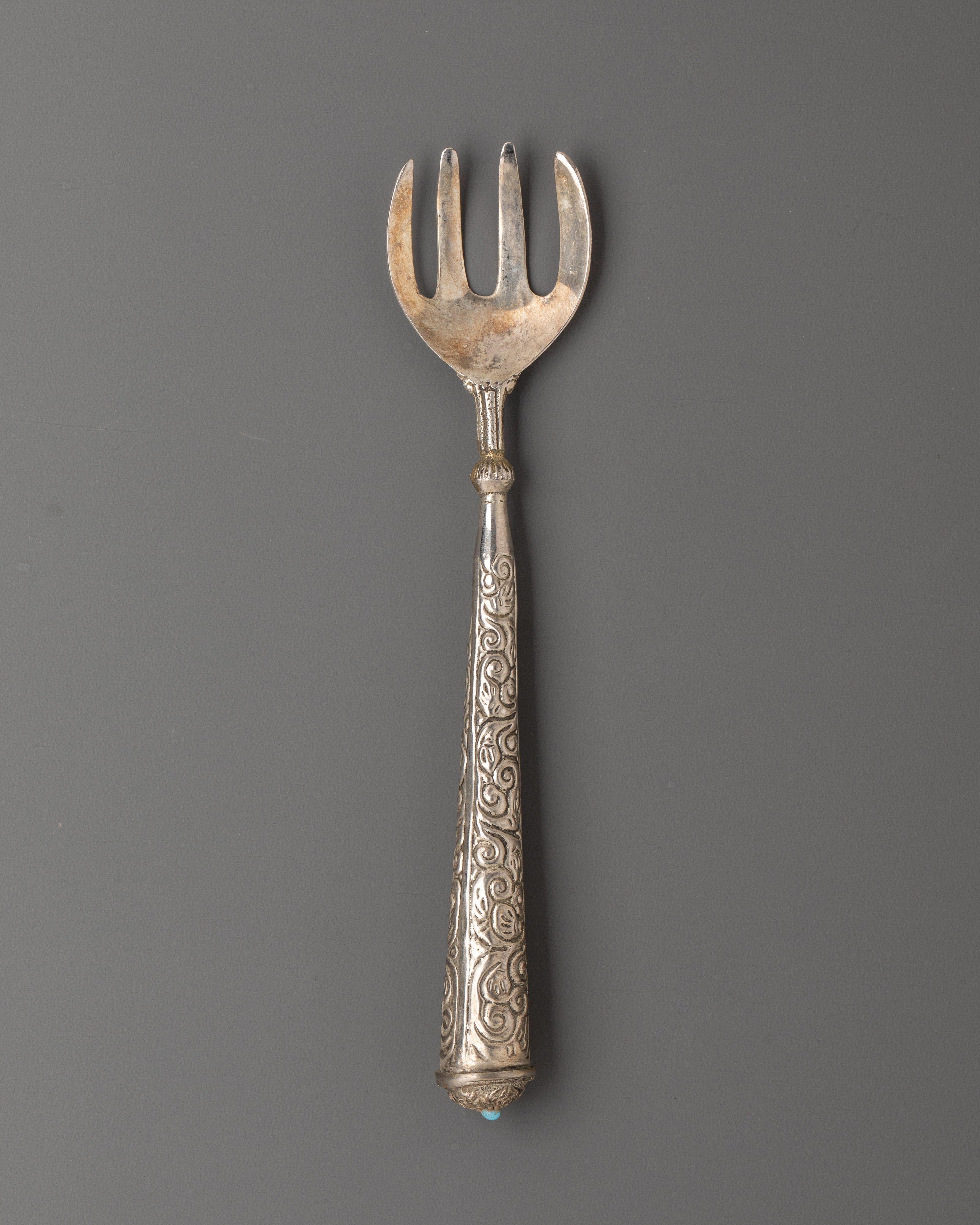 Handcrafted Spoon and Fork Pair | Intricate White Metal Design for Elegant Dining