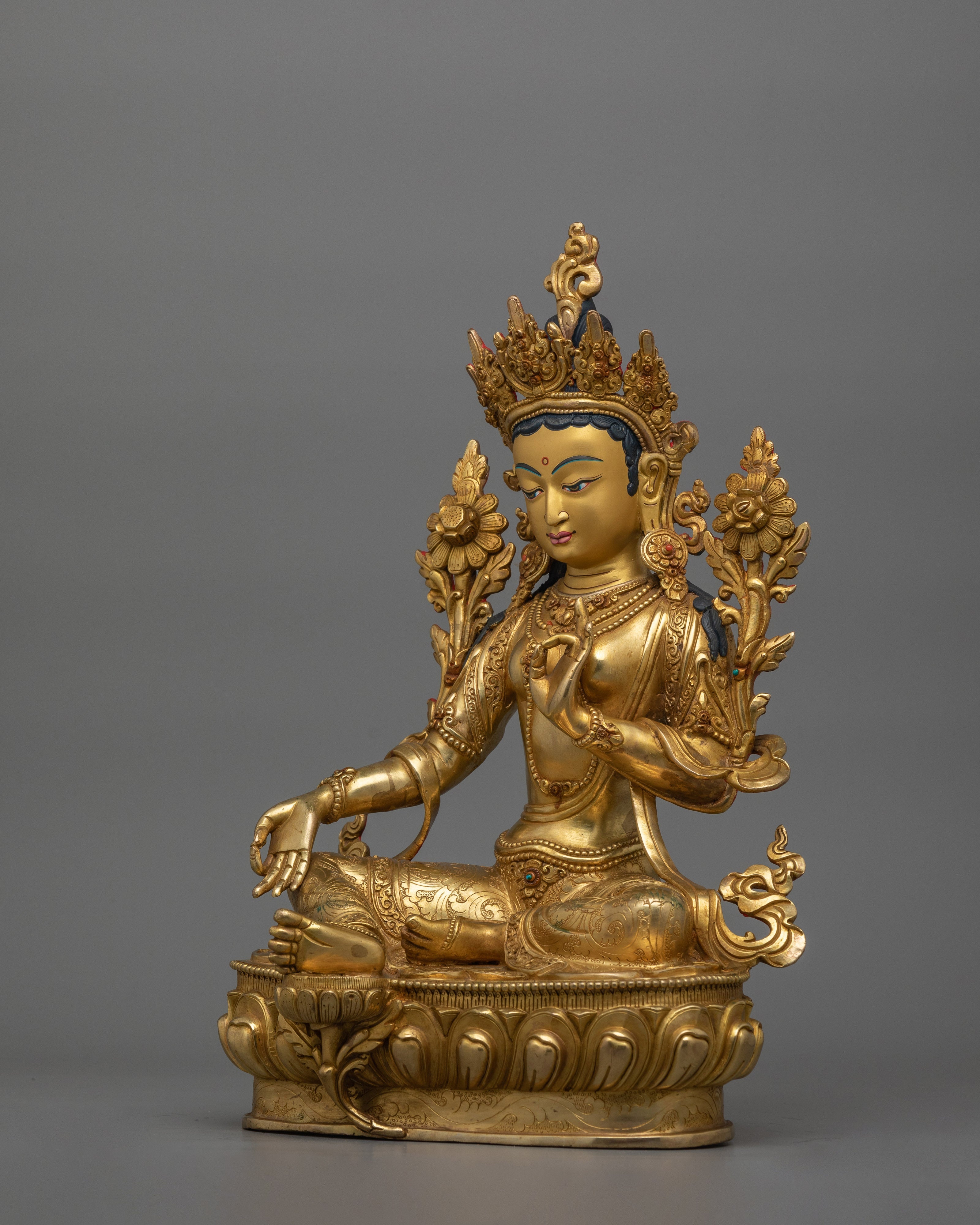 Green Tara Protector Deity Statue | Divine Feminine Artwork