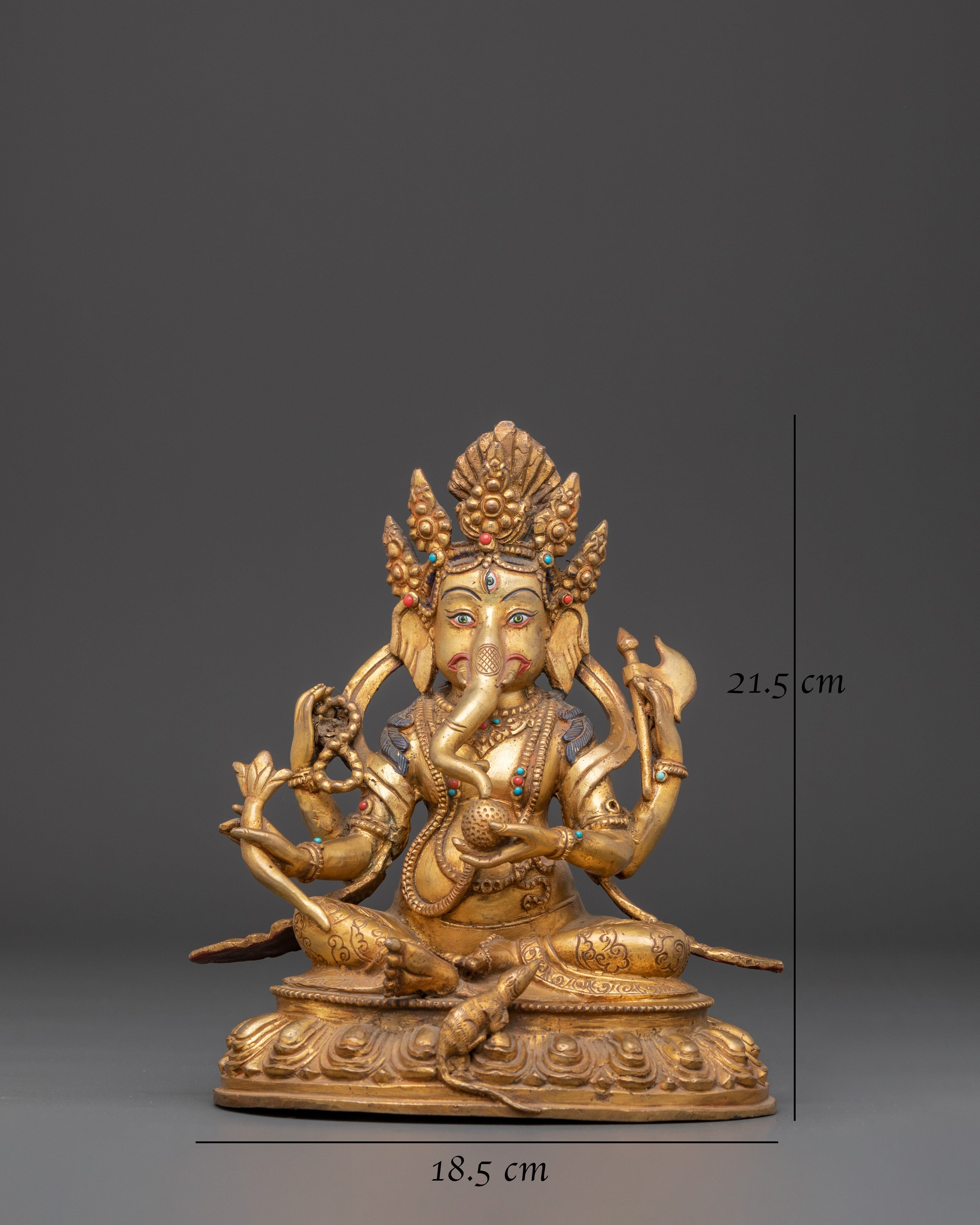 Handmade Vinayaka Ganesha Sculpture | Copper and Gold Plated Hindu Statue