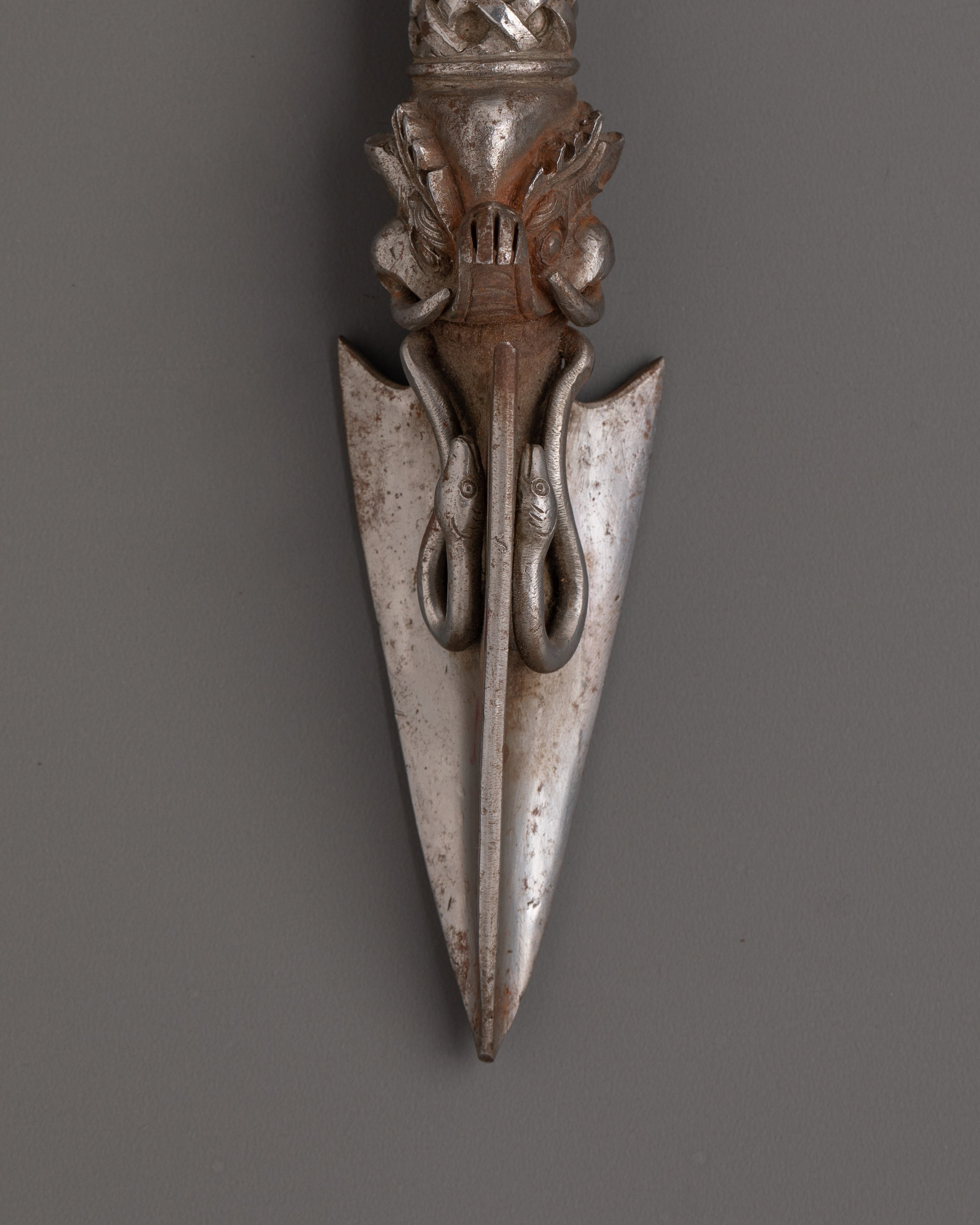 Three-Faced Iron Phurba Dagger | Vajrakilaya Tantric Ritual Tool for Protection