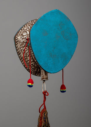 Silver Tibetan Damaru | Instrument Symbolizing Divine Sound and Ritualistic Practice