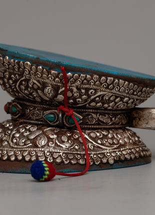 Silver Tibetan Damaru | Instrument Symbolizing Divine Sound and Ritualistic Practice
