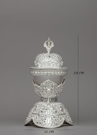 Exquisite Silver Kapala for Tibetan Rituals and Offerings | Tibetan Buddhist Ritual Cup