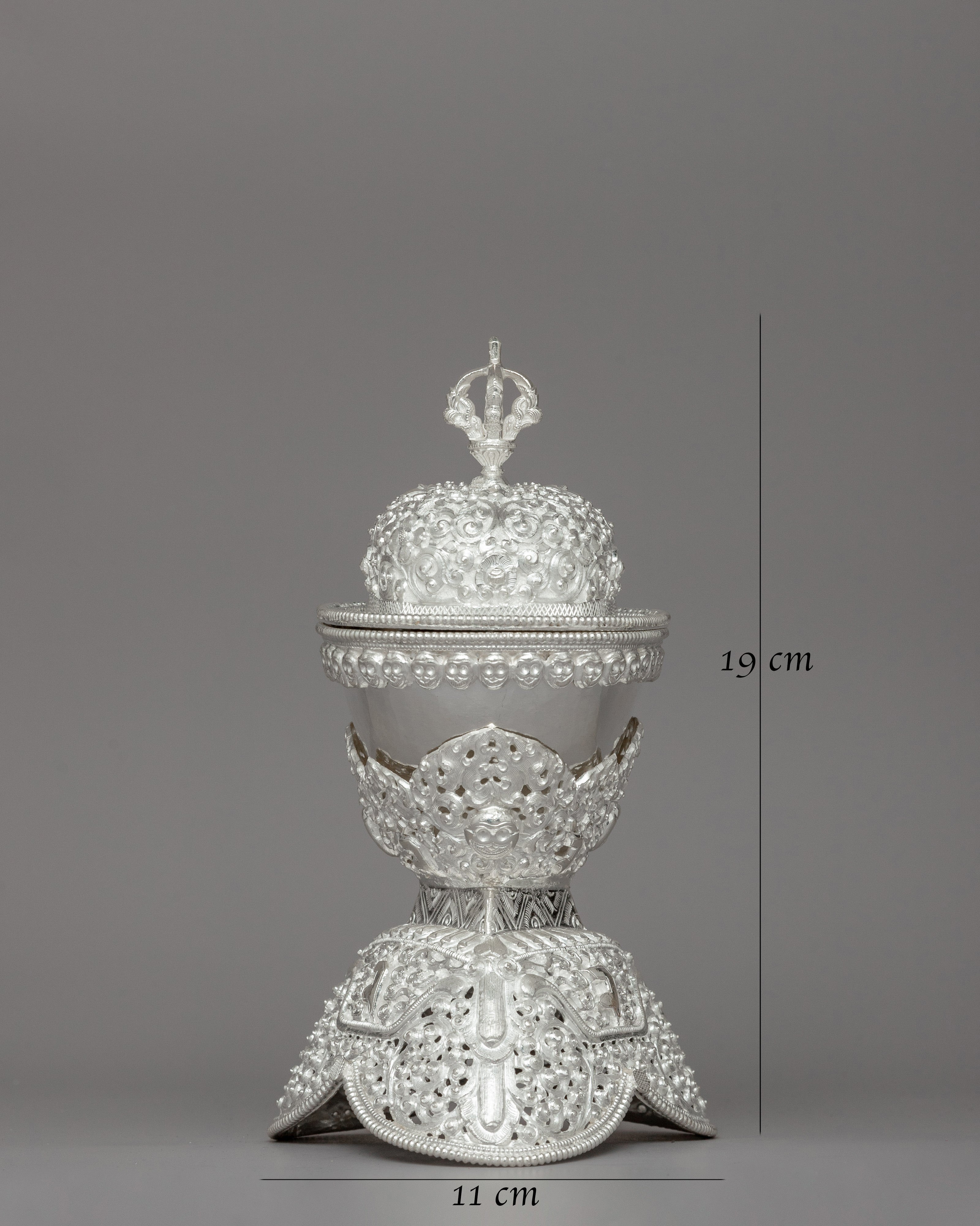 Exquisite Silver Kapala for Tibetan Rituals and Offerings | Tibetan Buddhist Ritual Cup