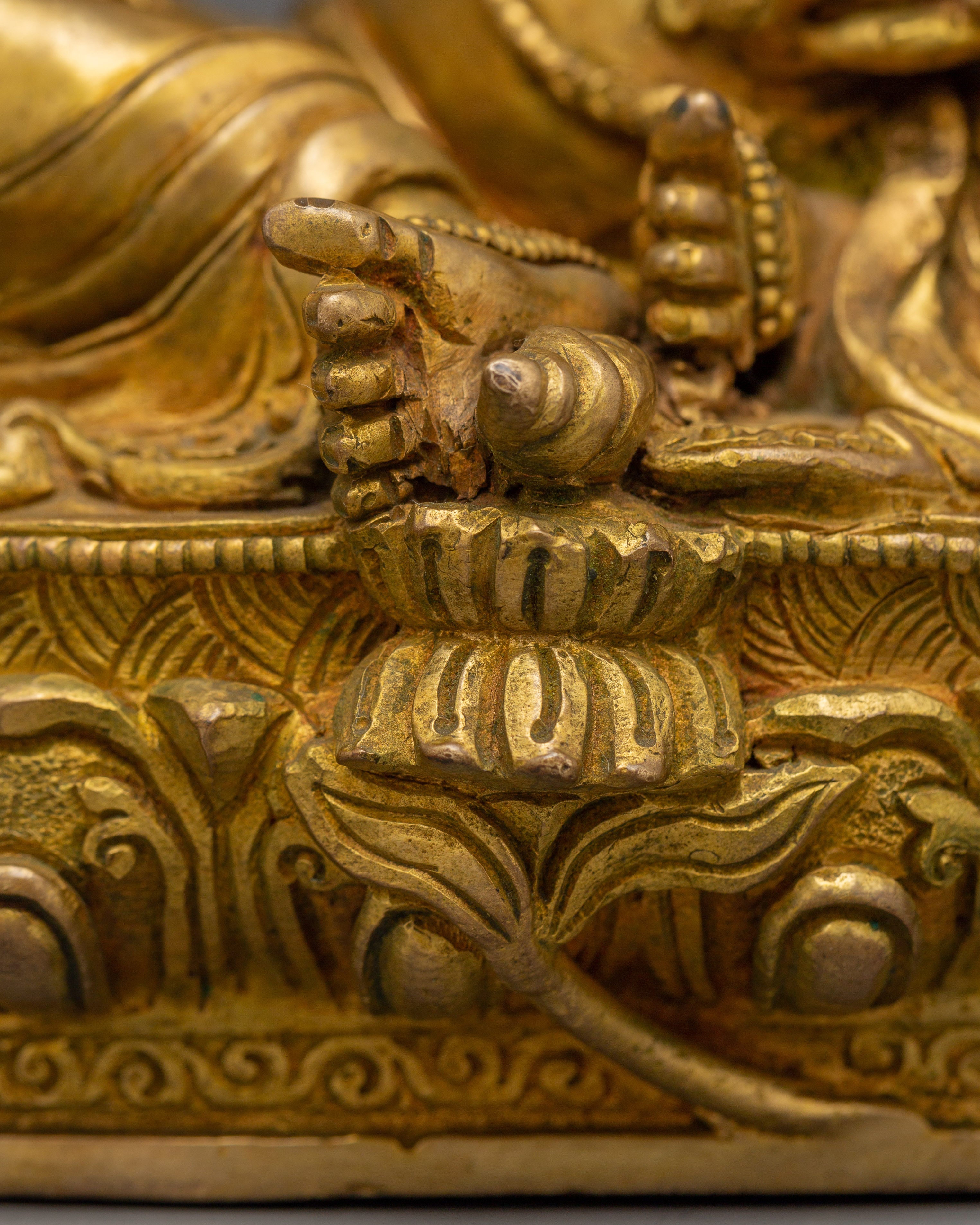 Wealth Icon Dzambhala Handmade Statue | Copper Body, Gold Gilded, Acrylic Color