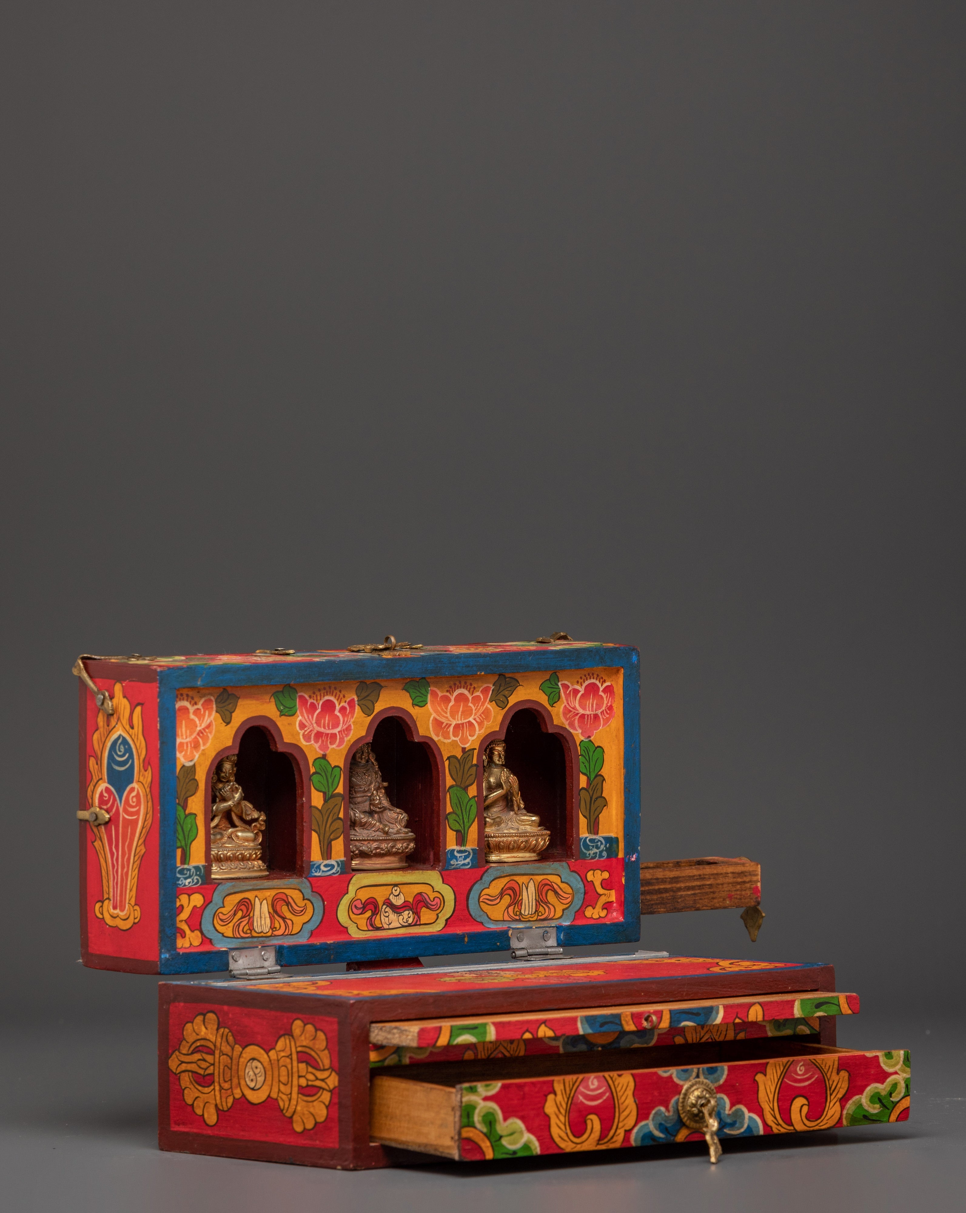 Tibetan Treasure Box with Buddha Statue | Handcrafted Spiritual Gift