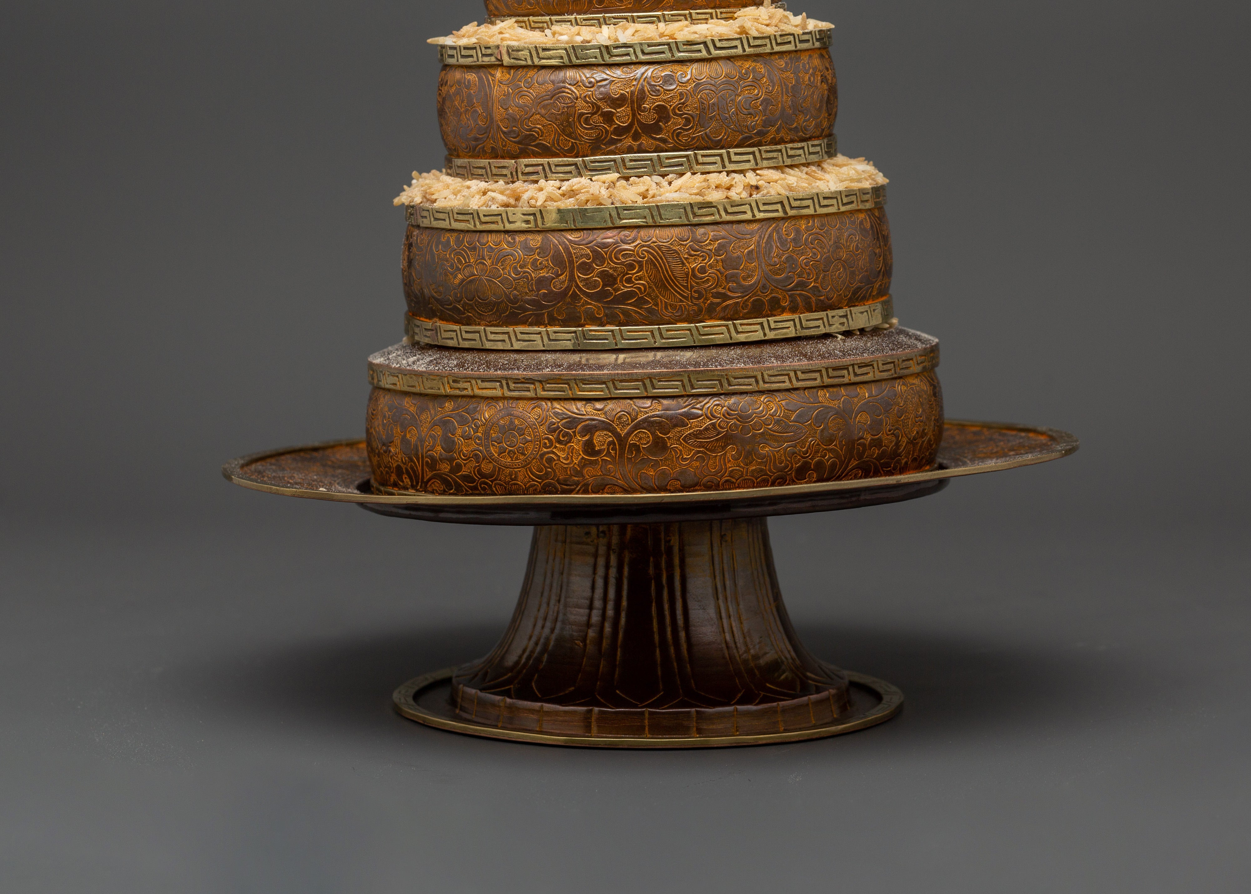 Oxidized Copper Mandala Offering Set | Buddhist Ritual Item